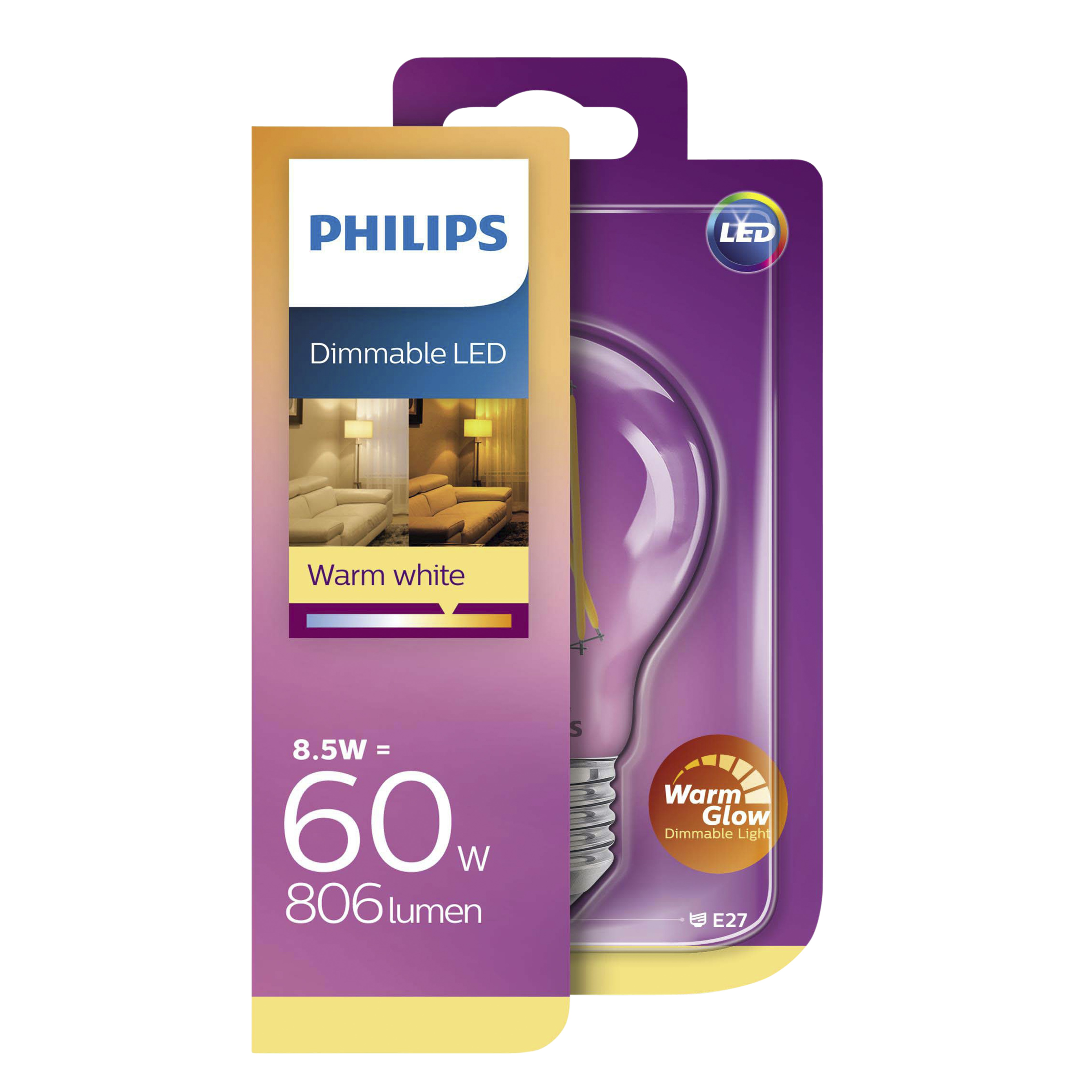 Philips Led Filament Peer E27 85W 60W Warmglow Dimbaar philips kopen in de aanbieding