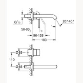 Grohe Colours  wastafel inbouwkraan Essence New M 2-gats grafiet