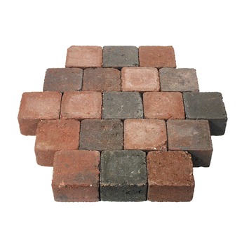 Steen getrommeld rood en zwart 10x10x6 cm (palletlaag 96 stuks)
