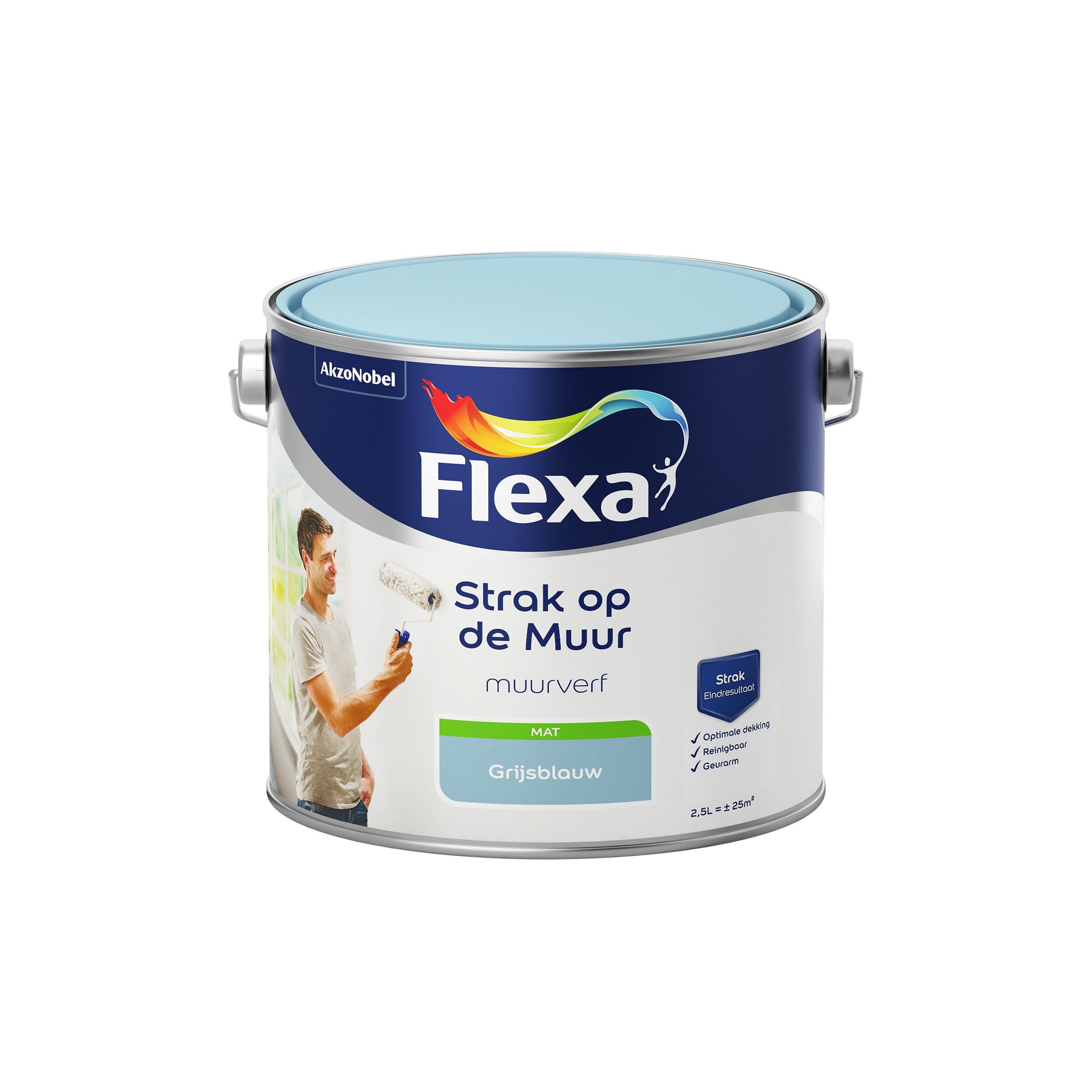Flexa Strak Op De Muur Muurverf Grijsblauw 25 flexa kopen in de aanbieding