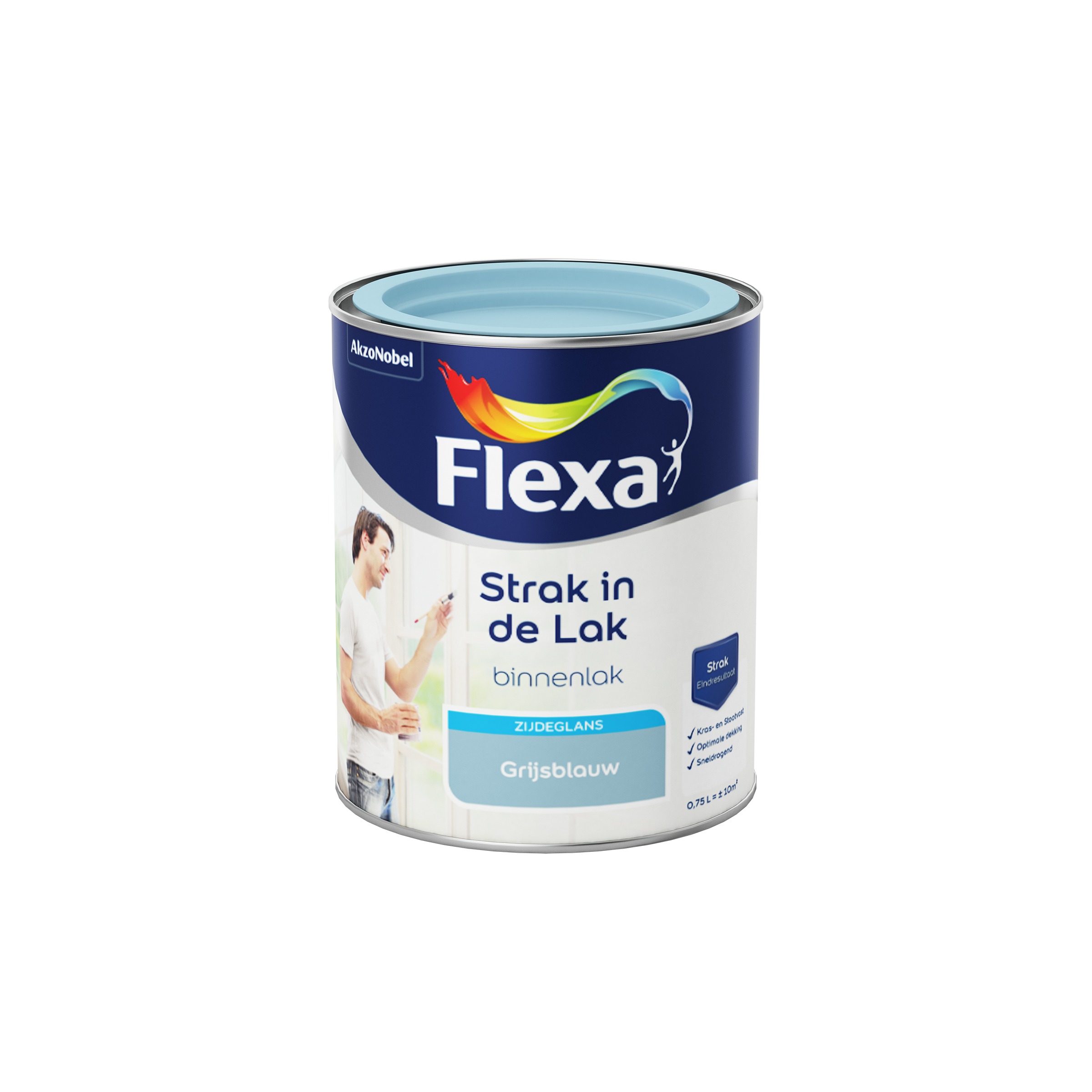 Flexa Strak In De Lak Zijdeglans Grijsblauw 1008 750 Ml Watergedragen flexa kopen in de aanbieding