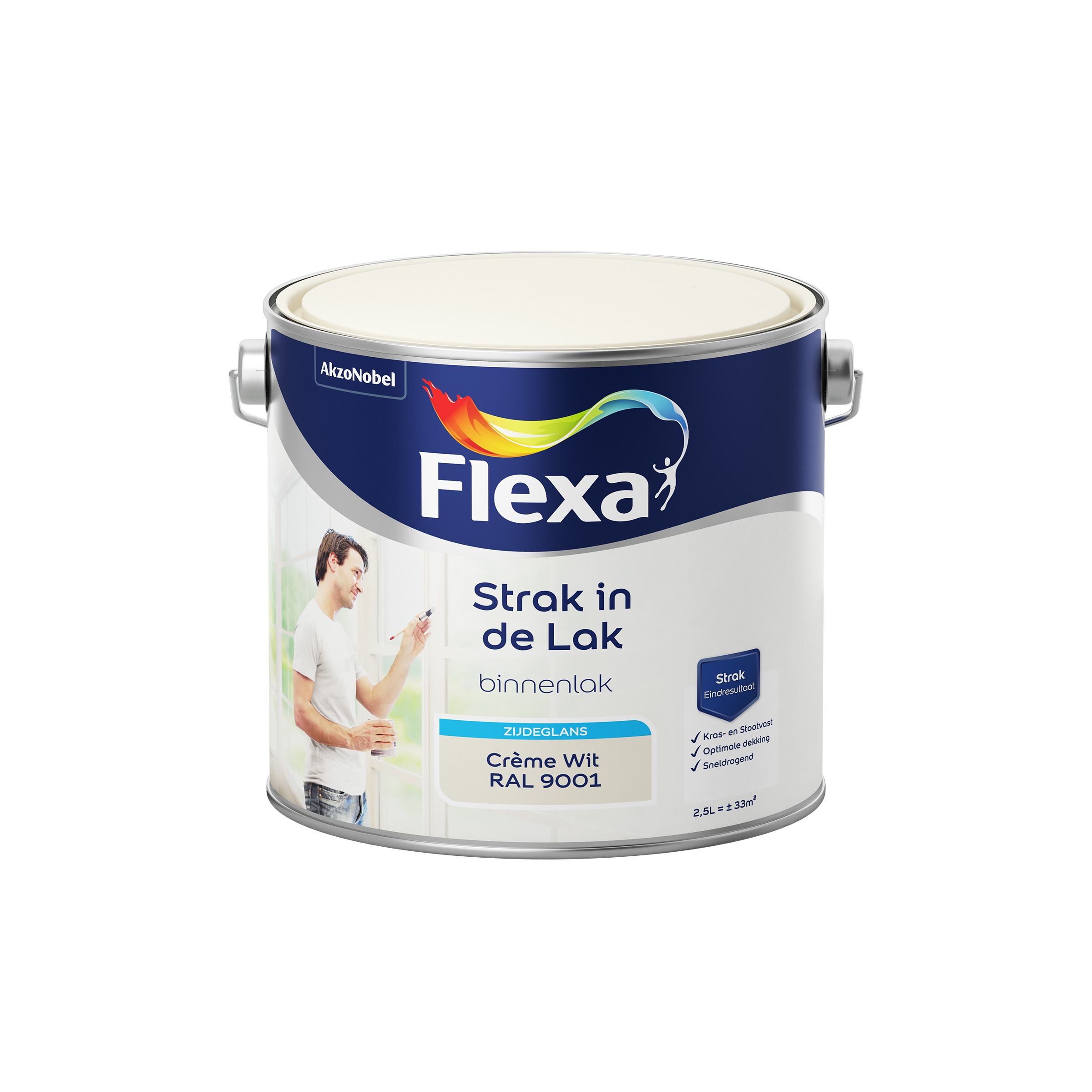 Flexa Strak In De Lak Voor Binnen Ral 9001 Cremewit Zijdeglans 25 Liter flexa kopen in de aanbieding