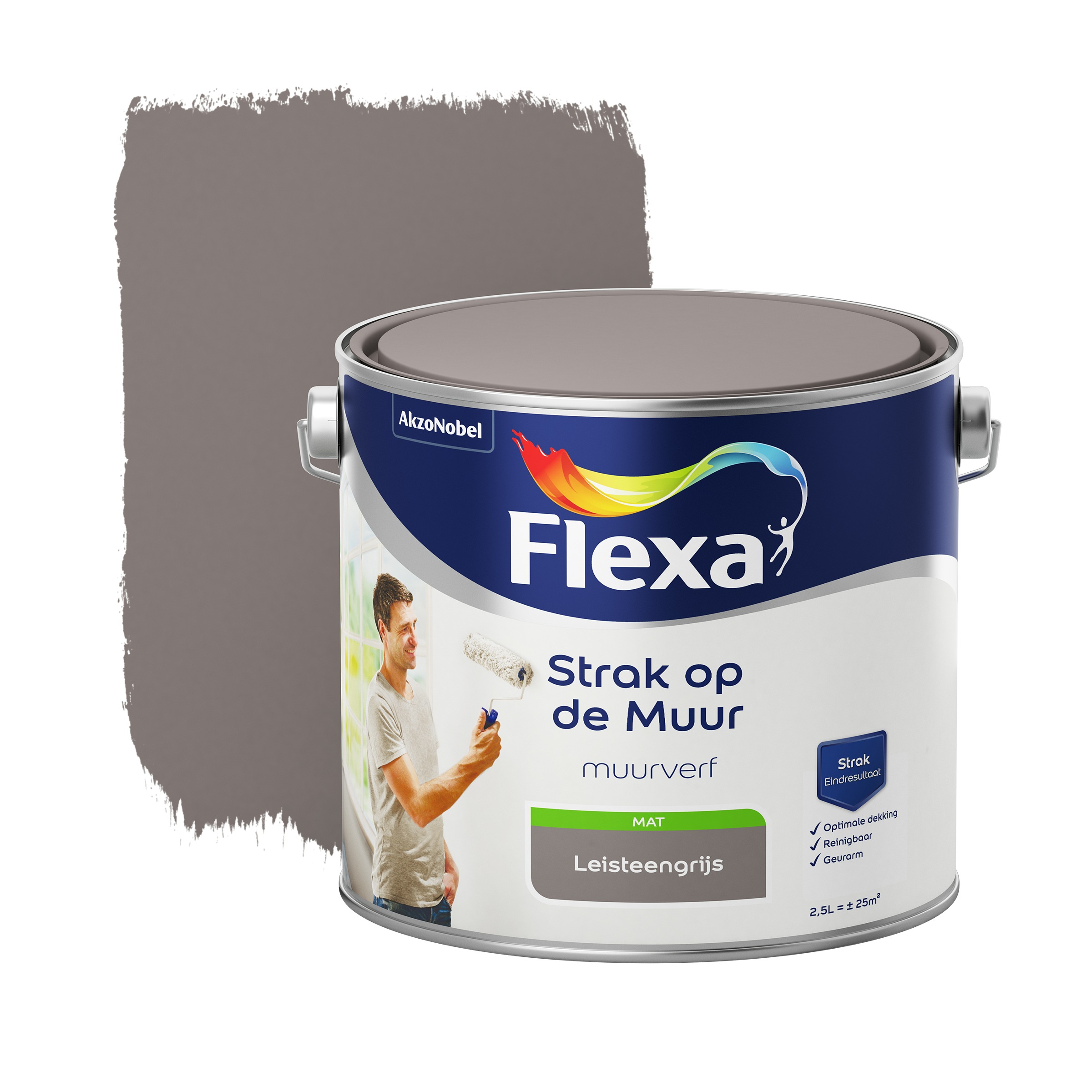 Flexa Strak Op De Muur Muurverf Leisteengrijs 25 flexa kopen in de aanbieding