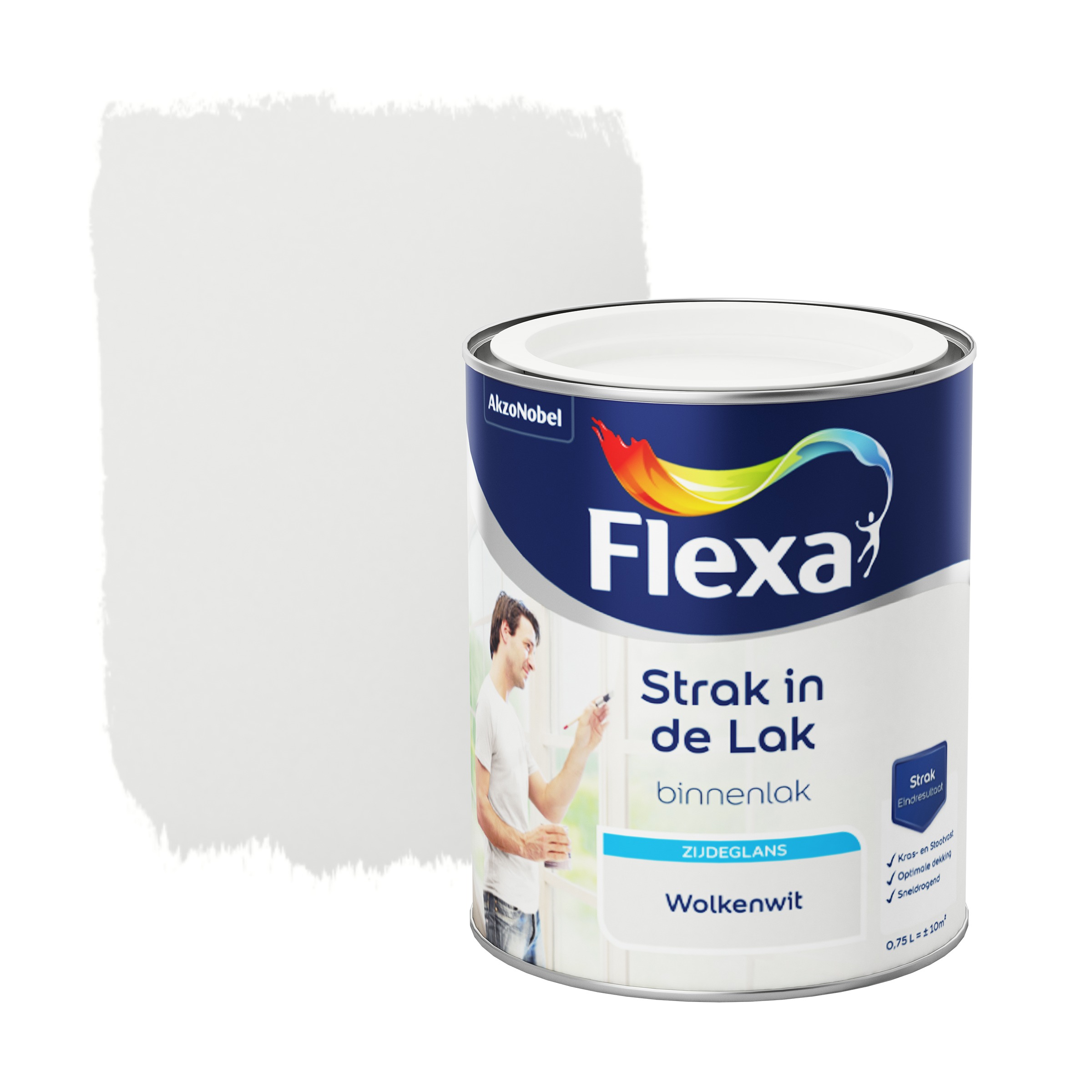 Flexa Strak In De Lak Zijdeglans Wolkenwit 750 Ml 1050 Watergedragen flexa kopen in de aanbieding