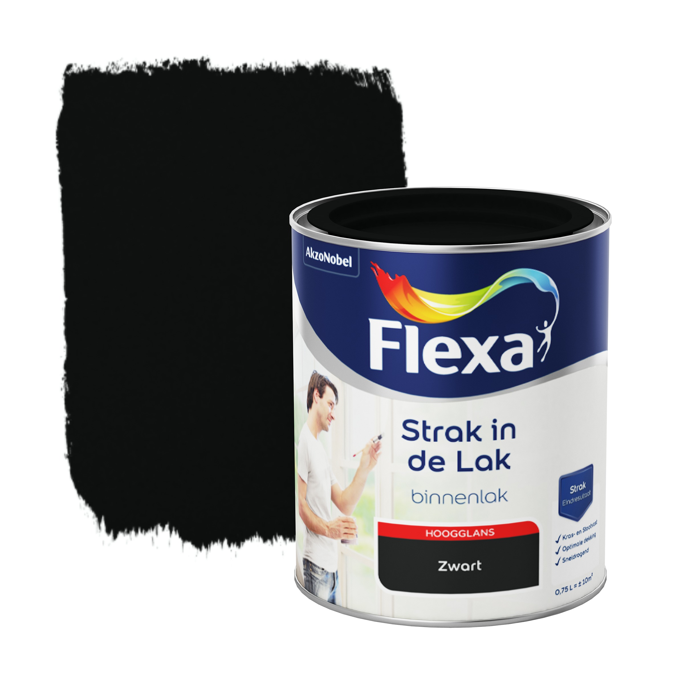 Flexa Strak In De Lak Voor Binnen Zwart Hoogglans 750 Ml flexa kopen in de aanbieding