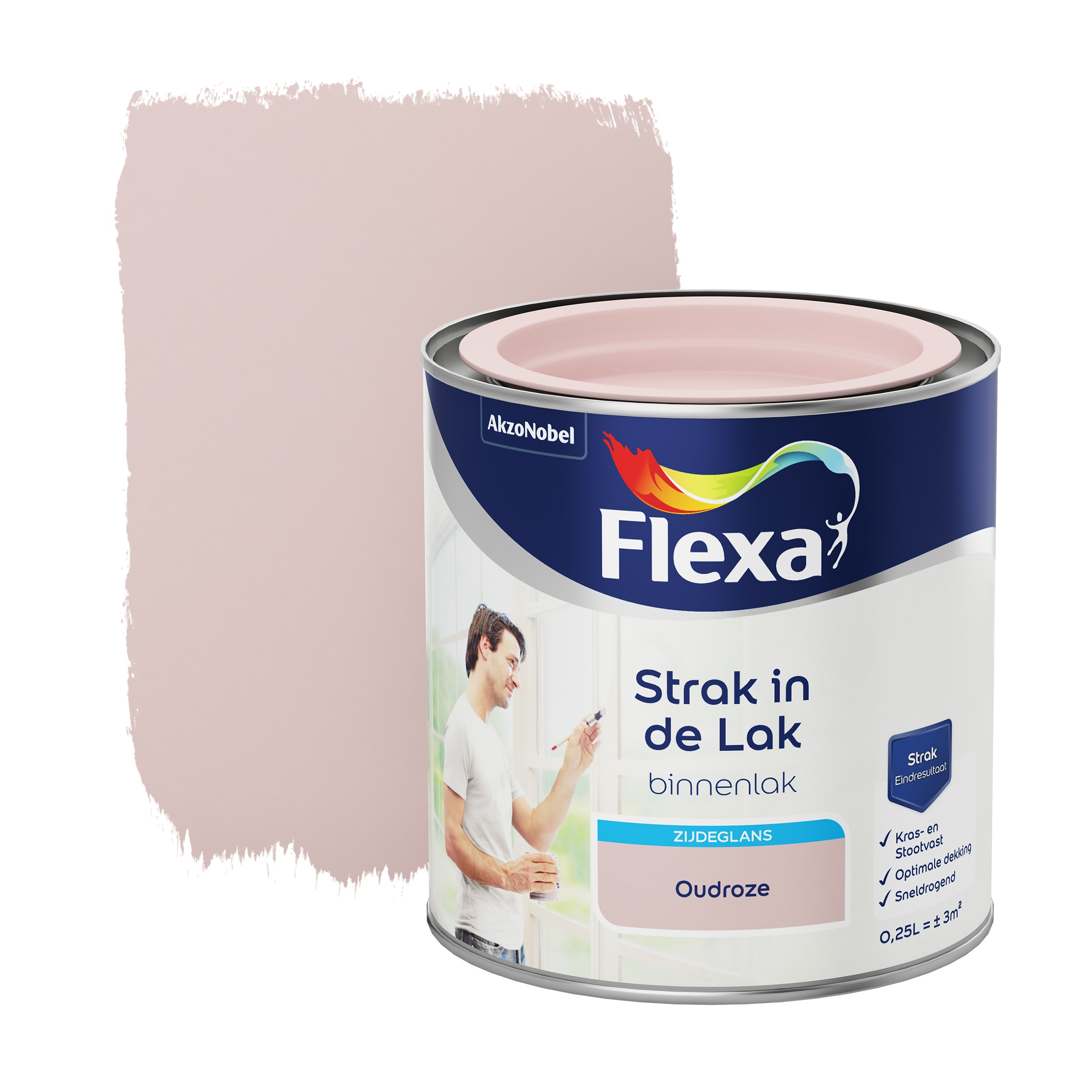 Flexa Strak In De Lak Voor Binnen Oudroze Zijdeglans 250 Ml flexa kopen in de aanbieding