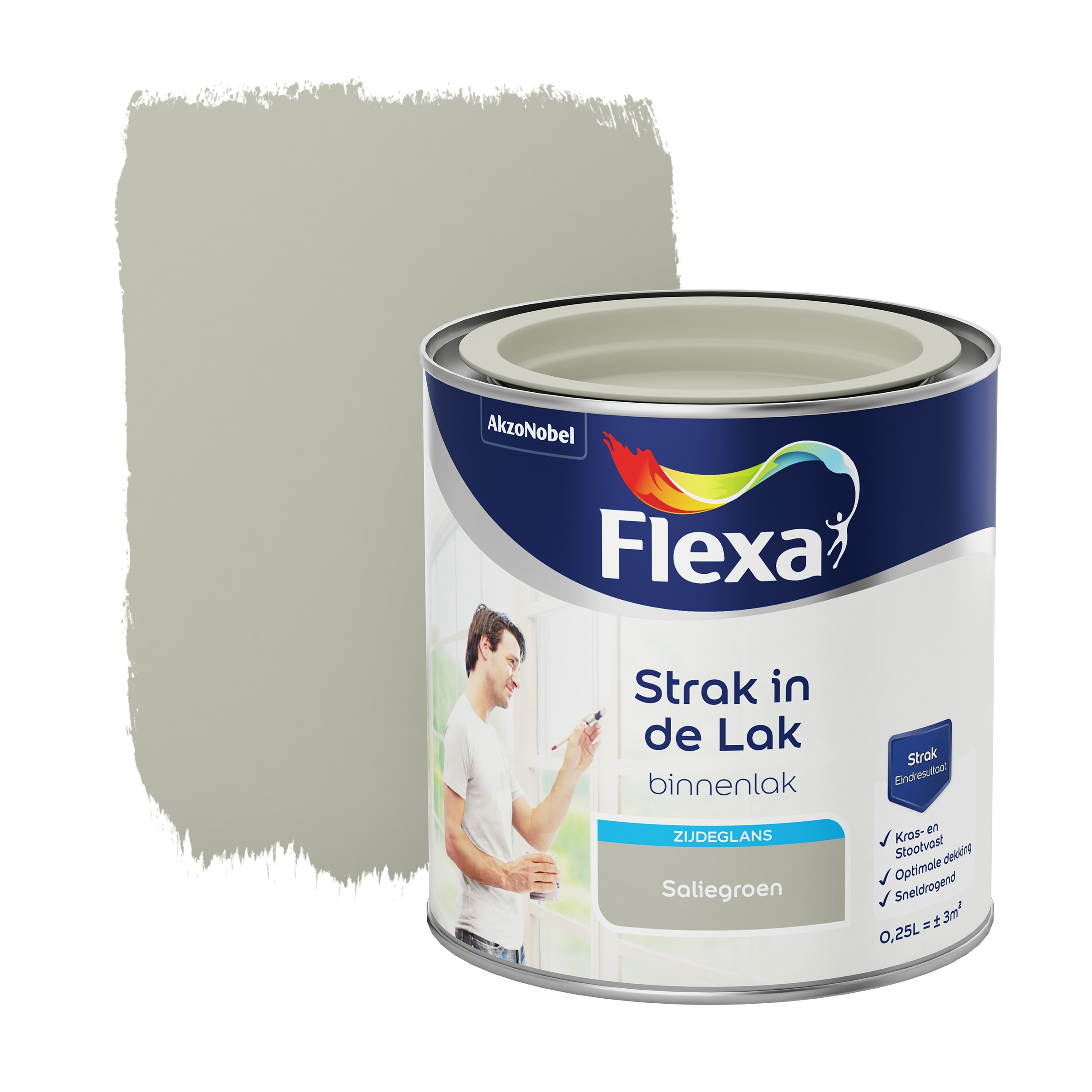 Flexa Strak In De Lak Voor Binnen Saliegroen Zijdeglans 250 Ml flexa kopen in de aanbieding