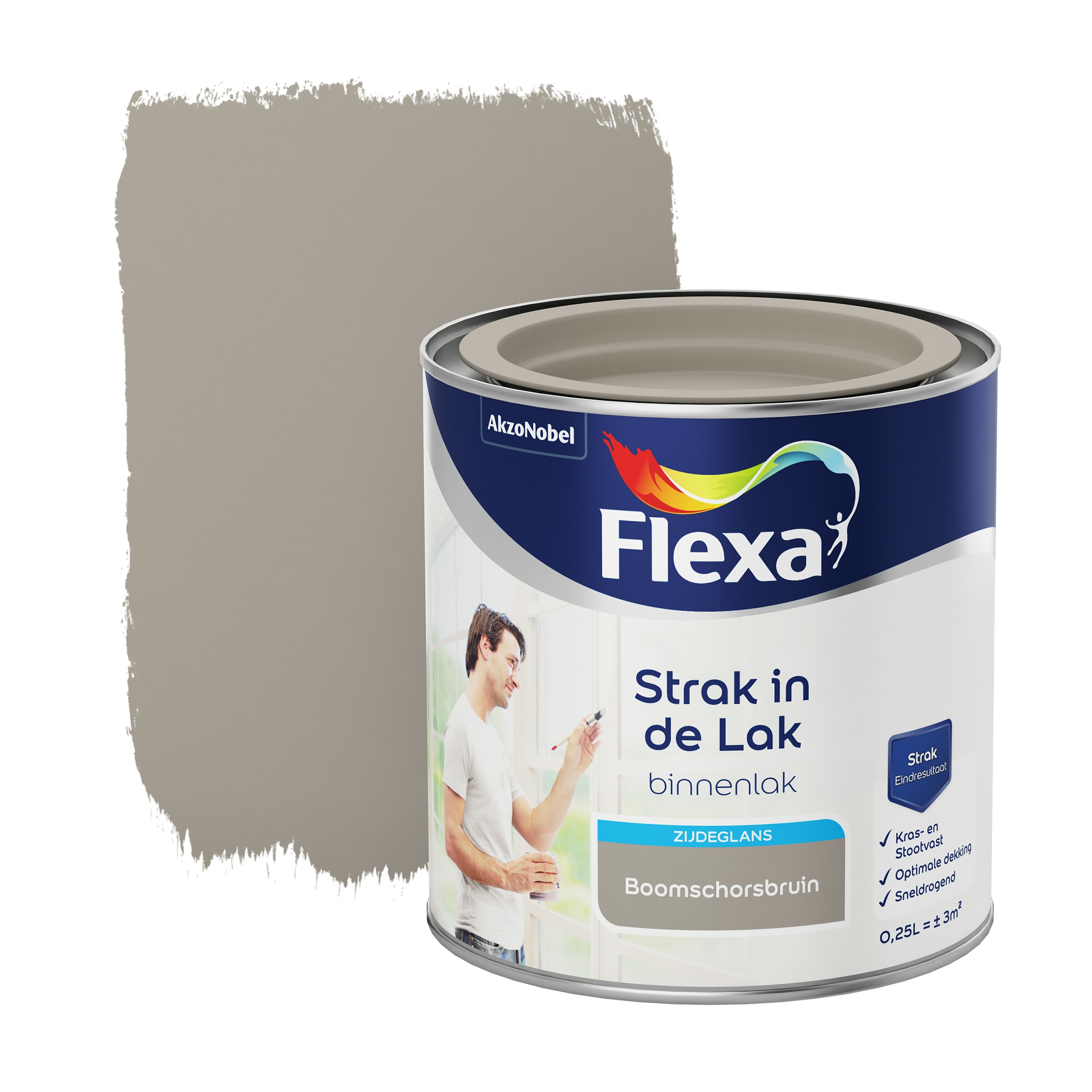 Flexa Strak In De Lak Voor Binnen Schorsbruin Zijdeglans 250 Ml flexa kopen in de aanbieding