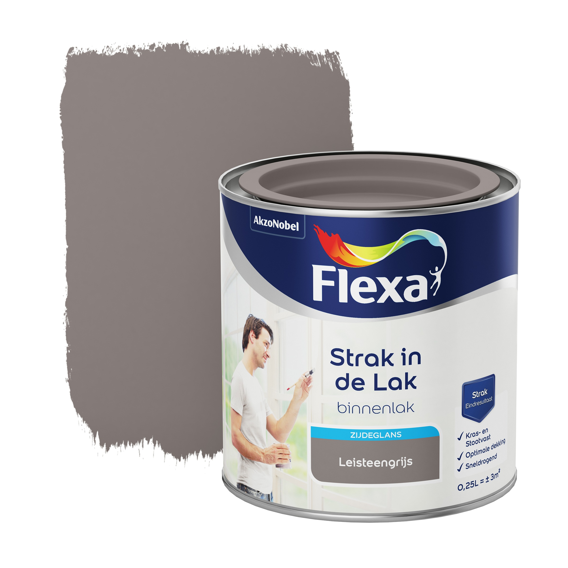 Flexa Strak In De Lak Voor Binnen Leisteengrijs Zijdeglans 250 Ml flexa kopen in de aanbieding