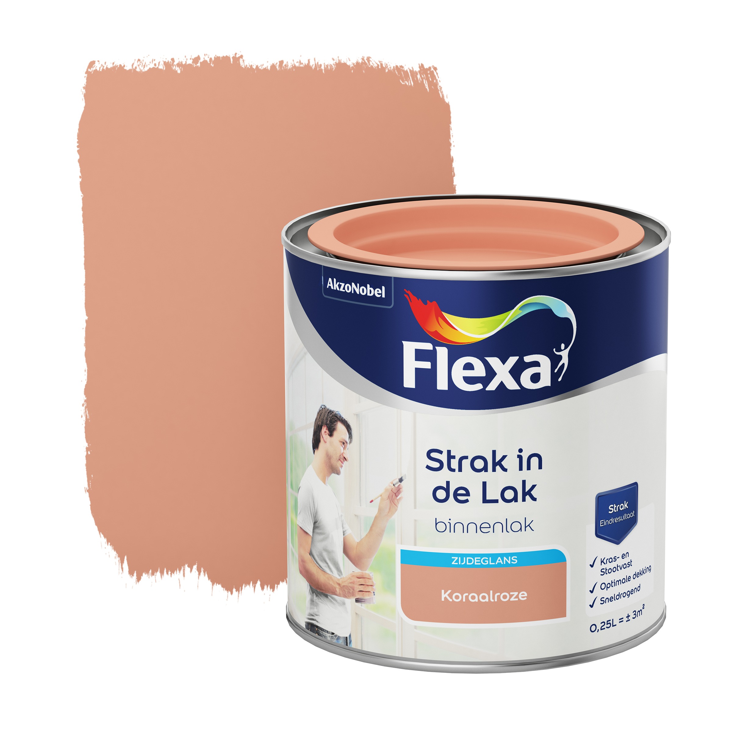 Flexa Strak In De Lak Voor Binnen Koraalroze Zijdeglans 250 Ml flexa kopen in de aanbieding