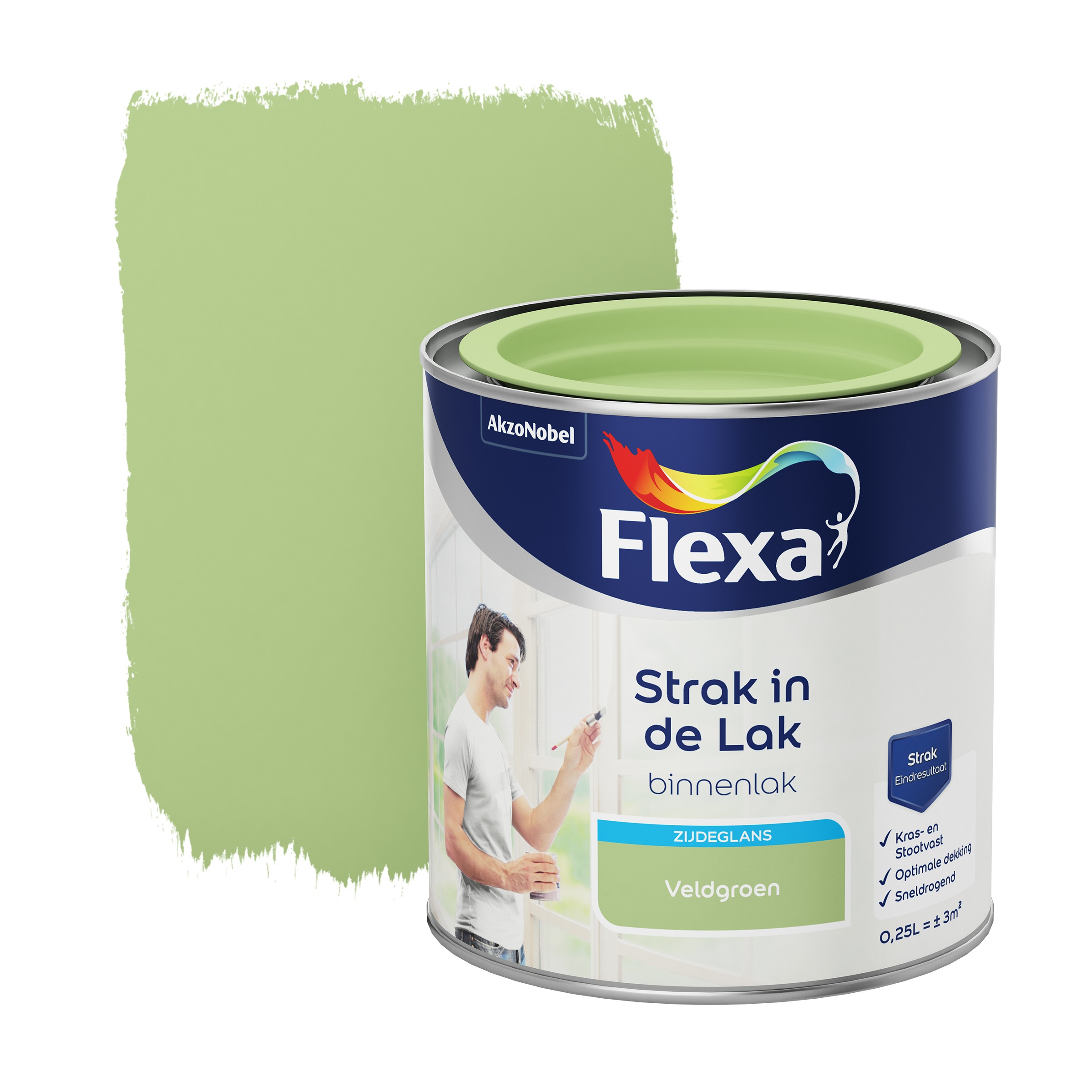 Flexa Strak In De Lak Voor Binnen Veldgroen Zijdeglans 250 Ml flexa kopen in de aanbieding