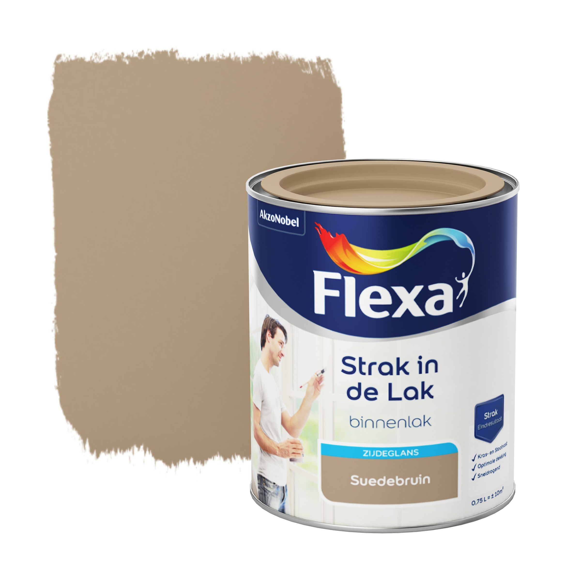 Flexa Strak In De Lak Voor Binnen Suedebruin Zijdeglans 750 Ml flexa kopen in de aanbieding