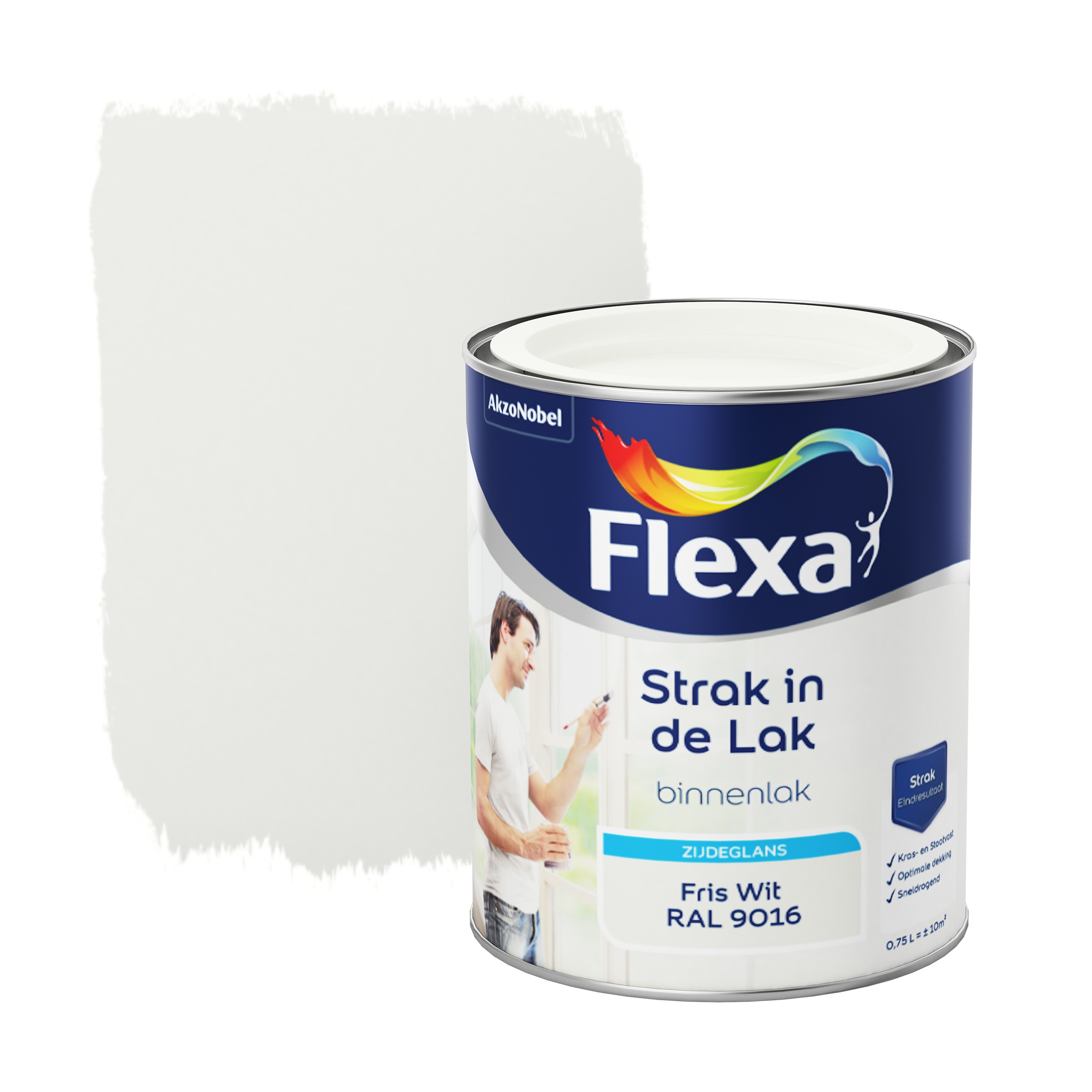 Flexa Strak In De Lak Voor Binnen Ral 9016 Friswit Zijdeglans 750 Ml flexa kopen in de aanbieding
