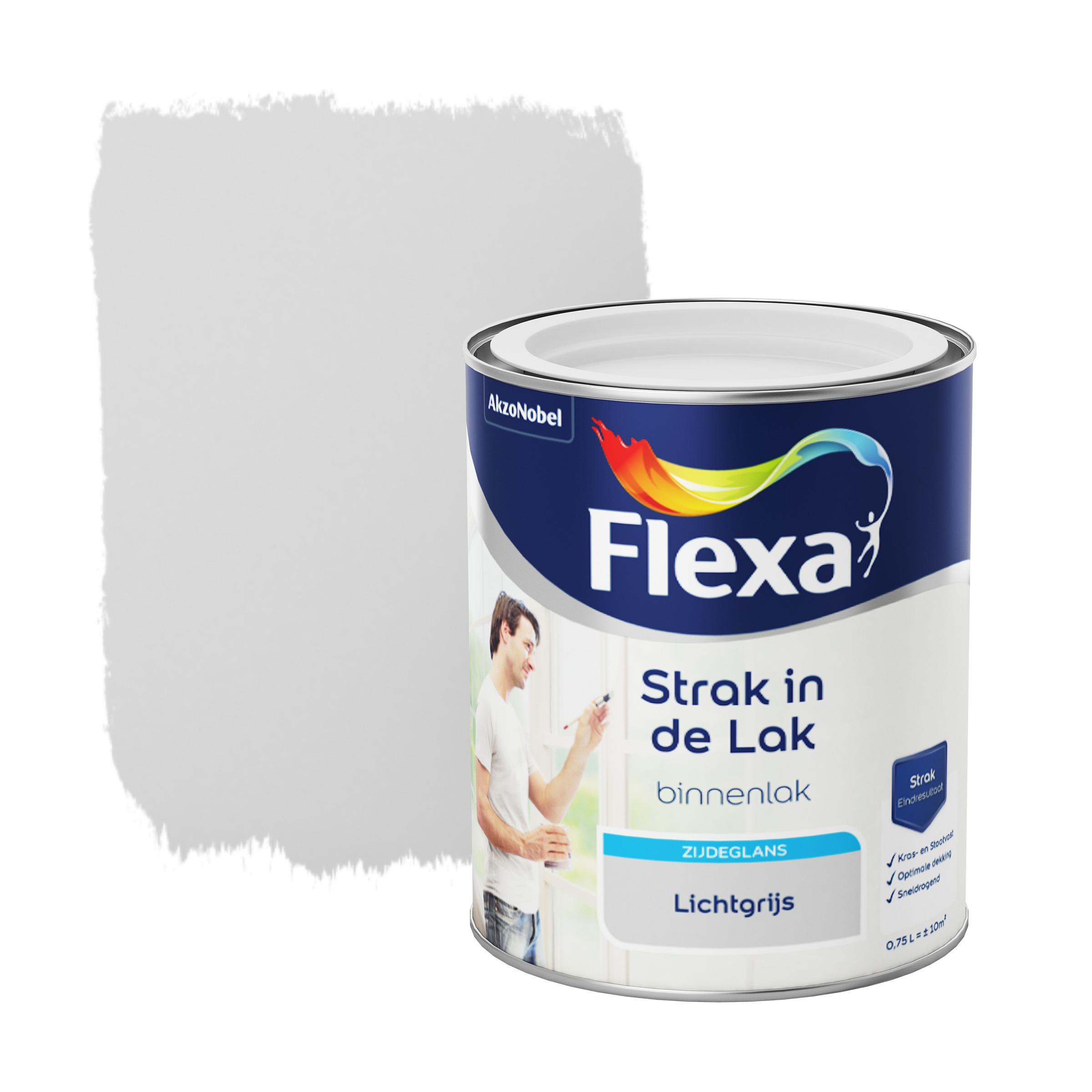 Flexa Strak In De Lak Voor Binnen Lichtgrijs Zijdeglans 750 Ml flexa kopen in de aanbieding