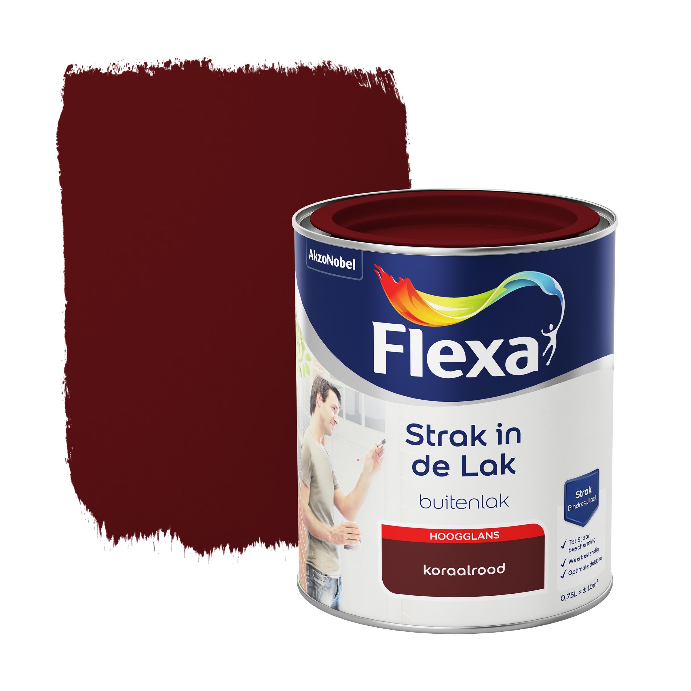 Flexa Strak In De Lak Hoogglans Koraalrood 750 Ml flexa kopen in de aanbieding