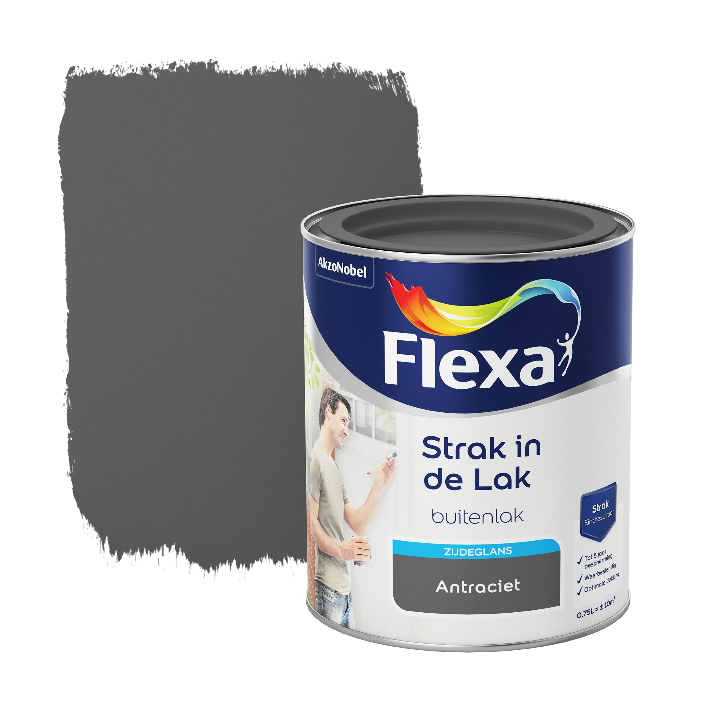 Flexa Strak In De Lak Zijdeglans Antraciet 750 Ml flexa kopen in de aanbieding