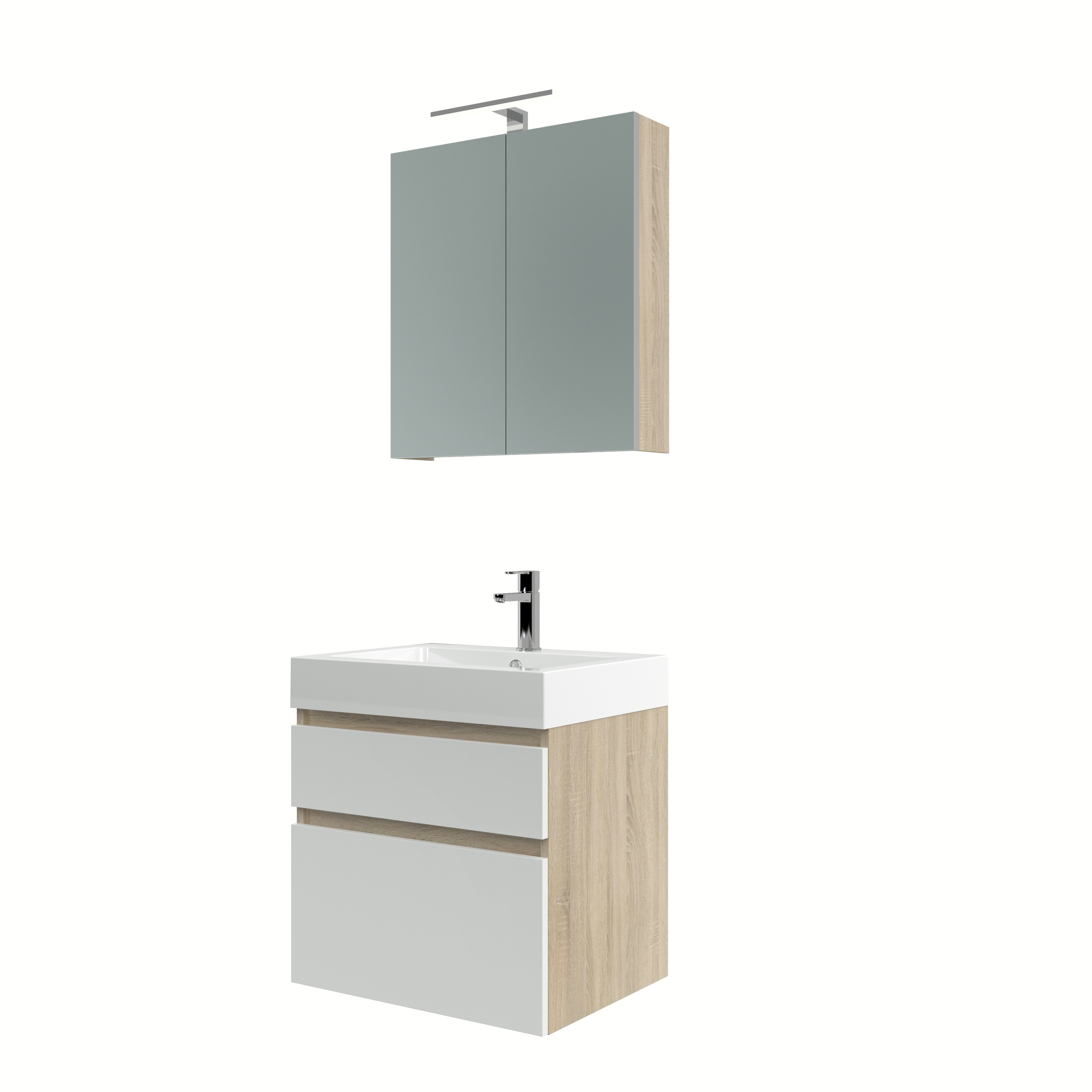 Bruynzeel Monta Badmeubelset Met Spiegelkast 60 Cm Grijs Eikenwit bruynzeel kopen in de aanbieding