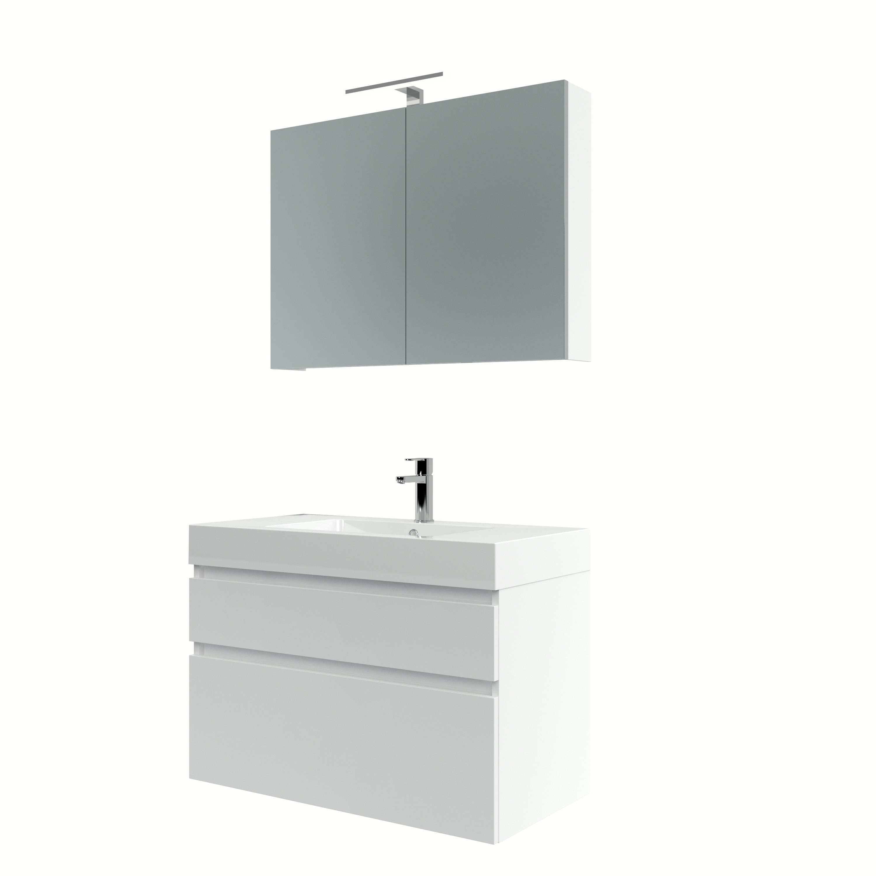 Bruynzeel Monta Badmeubelset Met Spiegelkast 90 Cm Hoogglans Wit bruynzeel kopen in de aanbieding