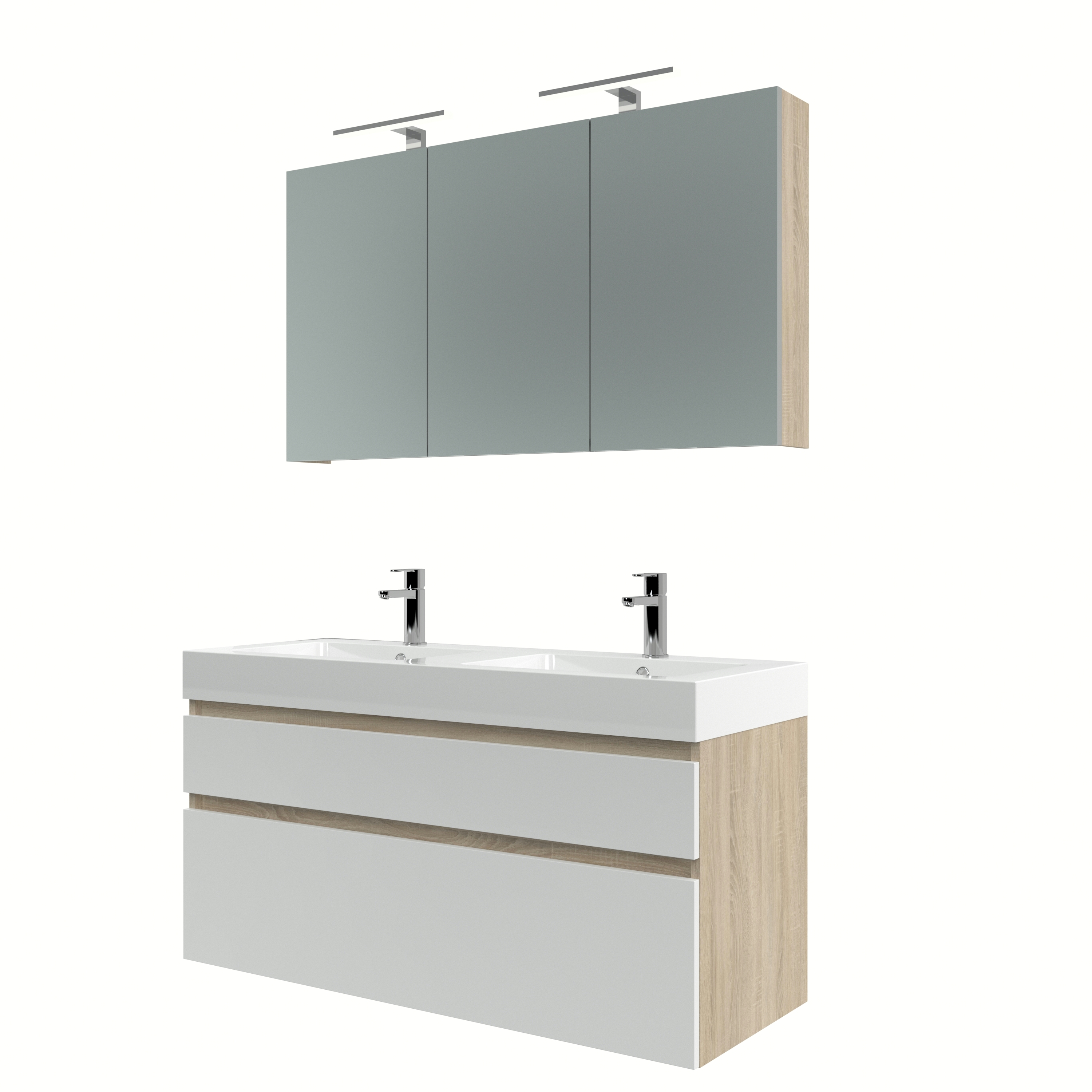 Bruynzeel Monta Badmeubelset Met Spiegelkast 120 Cm Grijs Eikenwit bruynzeel kopen in de aanbieding