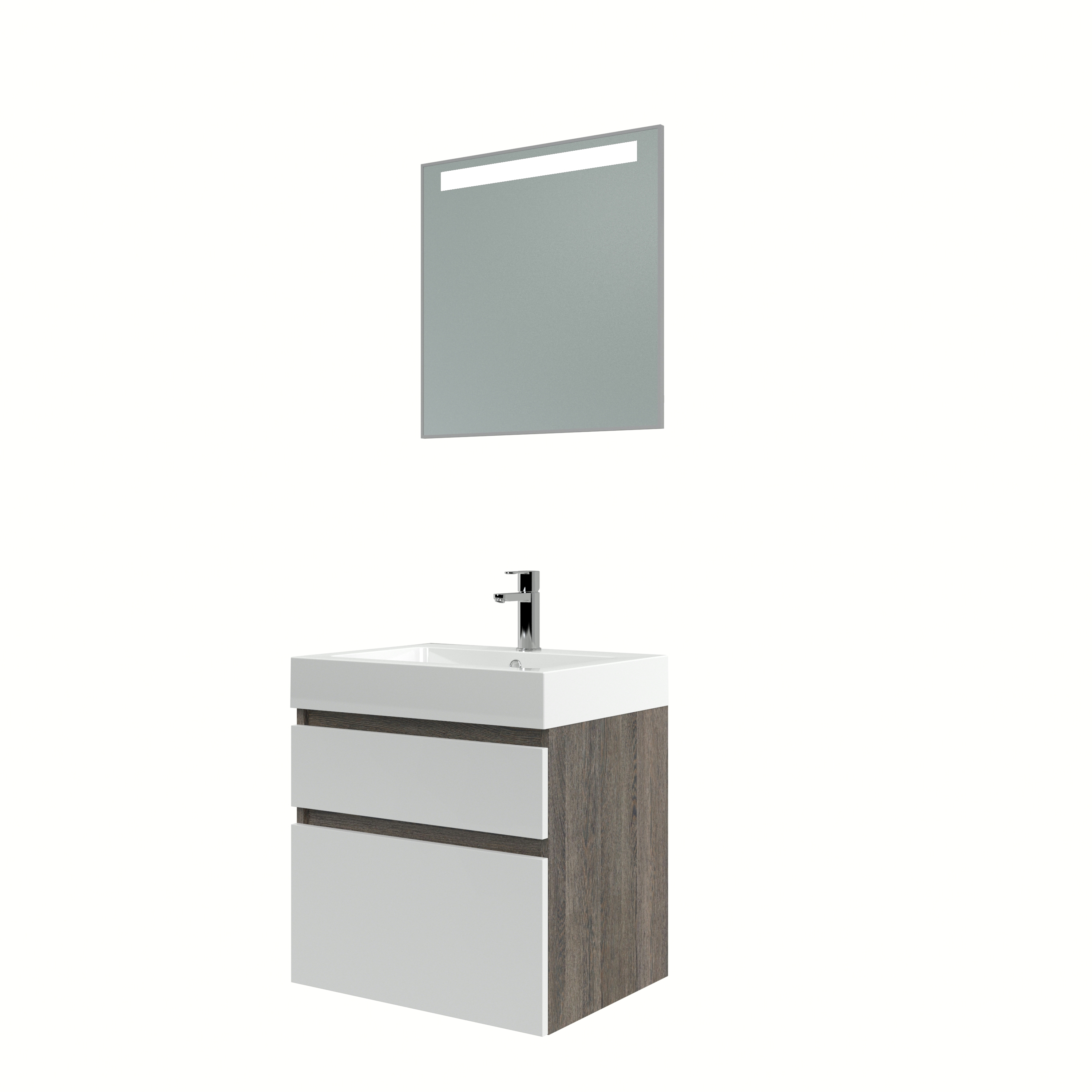 Bruynzeel Monta Badmeubelset Met Spiegel 60 Cm Wengewit bruynzeel kopen in de aanbieding