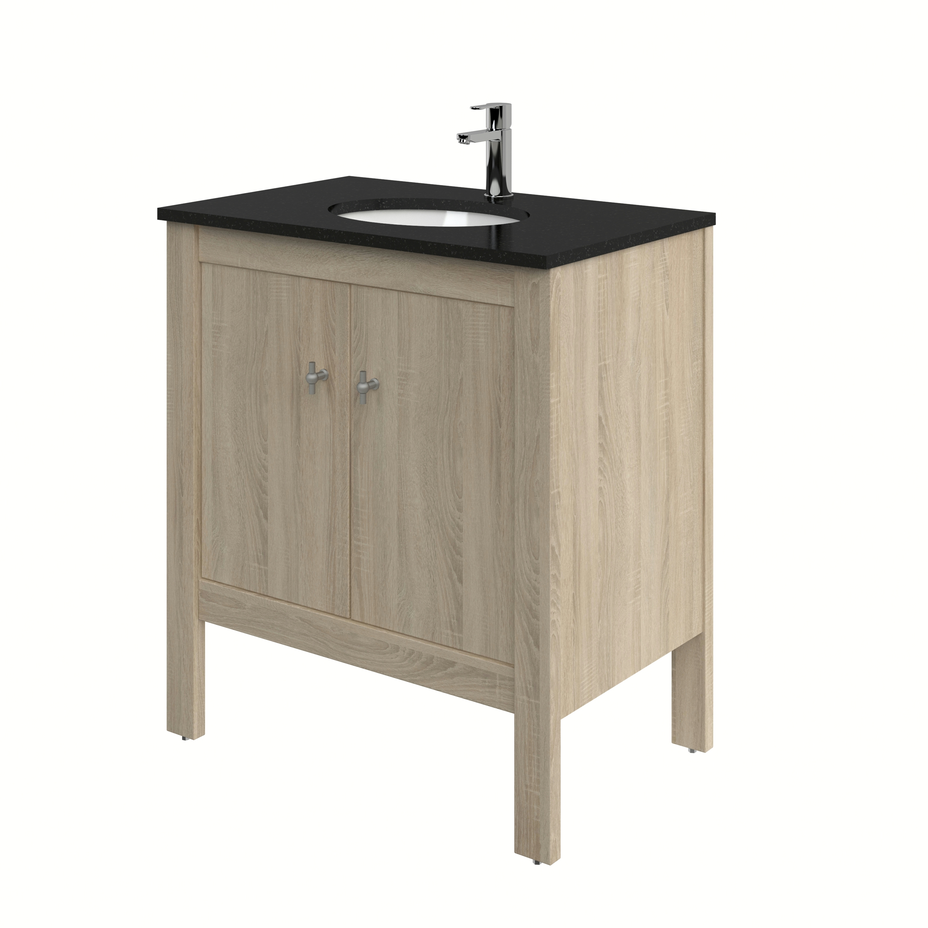 Bruynzeel Heros Badkamermeubel 80 Cm Staand Grijs Eiken Wastafel Rond bruynzeel kopen in de aanbieding