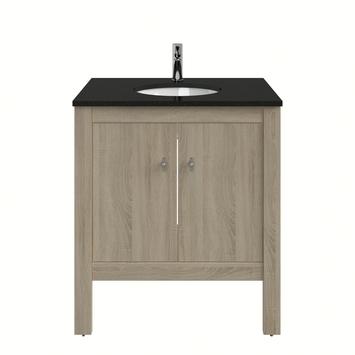 Bruynzeel Heros badkamermeubel 80 cm staand grijs eiken wastafel rond