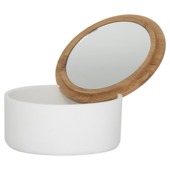 Sealskin Grace spiegeldoosje steen wit met bamboe deksel