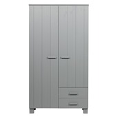 Karwei WOOOD kledingkast Dennis 2 deurs met laden betongrijs 202x111x55cm aanbieding