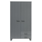 Karwei WOOOD kledingkast Dennis 2 deurs + laden staal grijs 202x111x55cm aanbieding