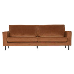 WOOOD 3-zits bank Robin fluweel cognac gestoffeerd