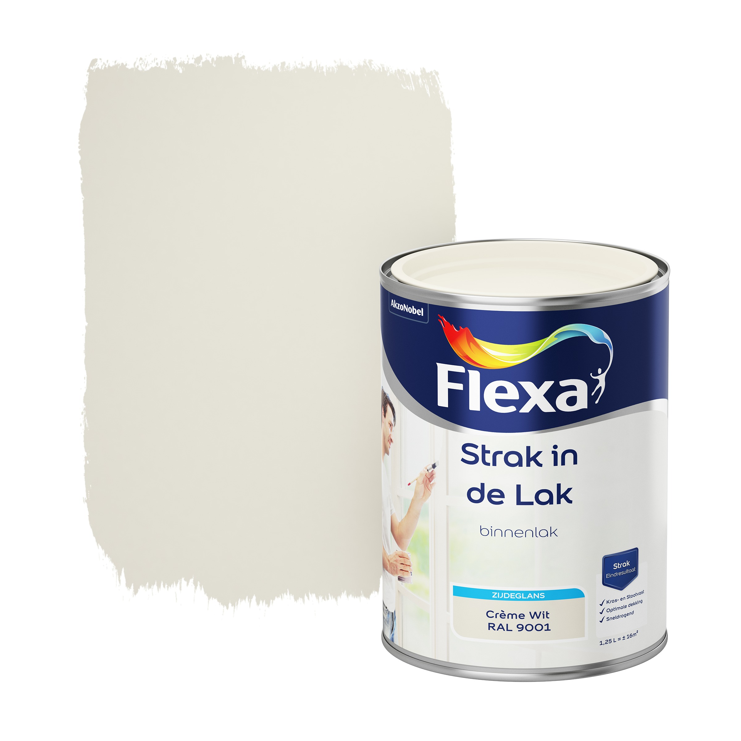 Flexa Strak In De Lak Voor Binnen Ral 9001 Cremewit Zijdeglans 125 Liter flexa kopen in de aanbieding