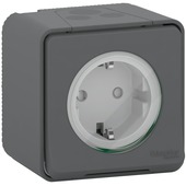 Schneider Electric Mureva Styl wandcontactdoos 1-voudig IP55 antraciet