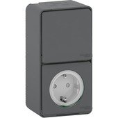 Karwei Schneider Electric Mureva Styl combinatie wandcontactdoos/wisselschakelaar IP55 antraciet aanbieding