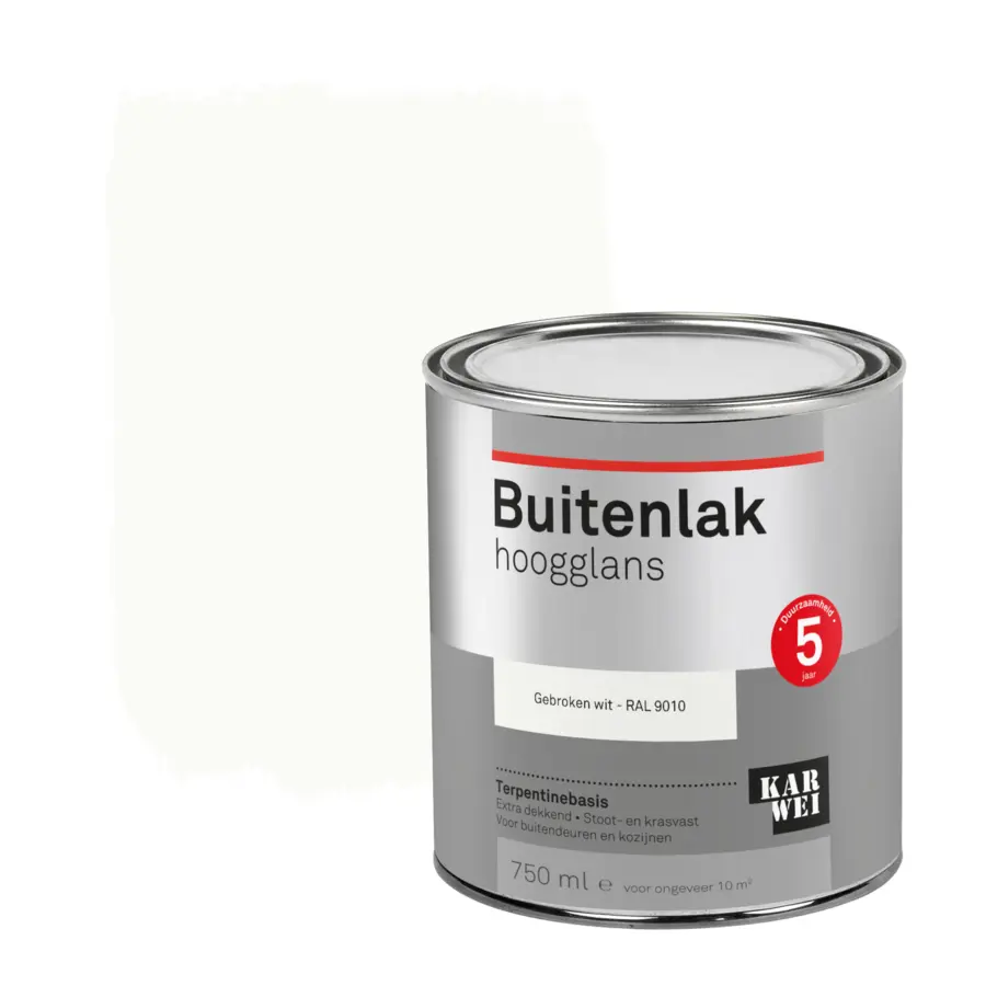 KARWEI buitenlak hoogglans RAL 9010 gebroken wit 750 ml