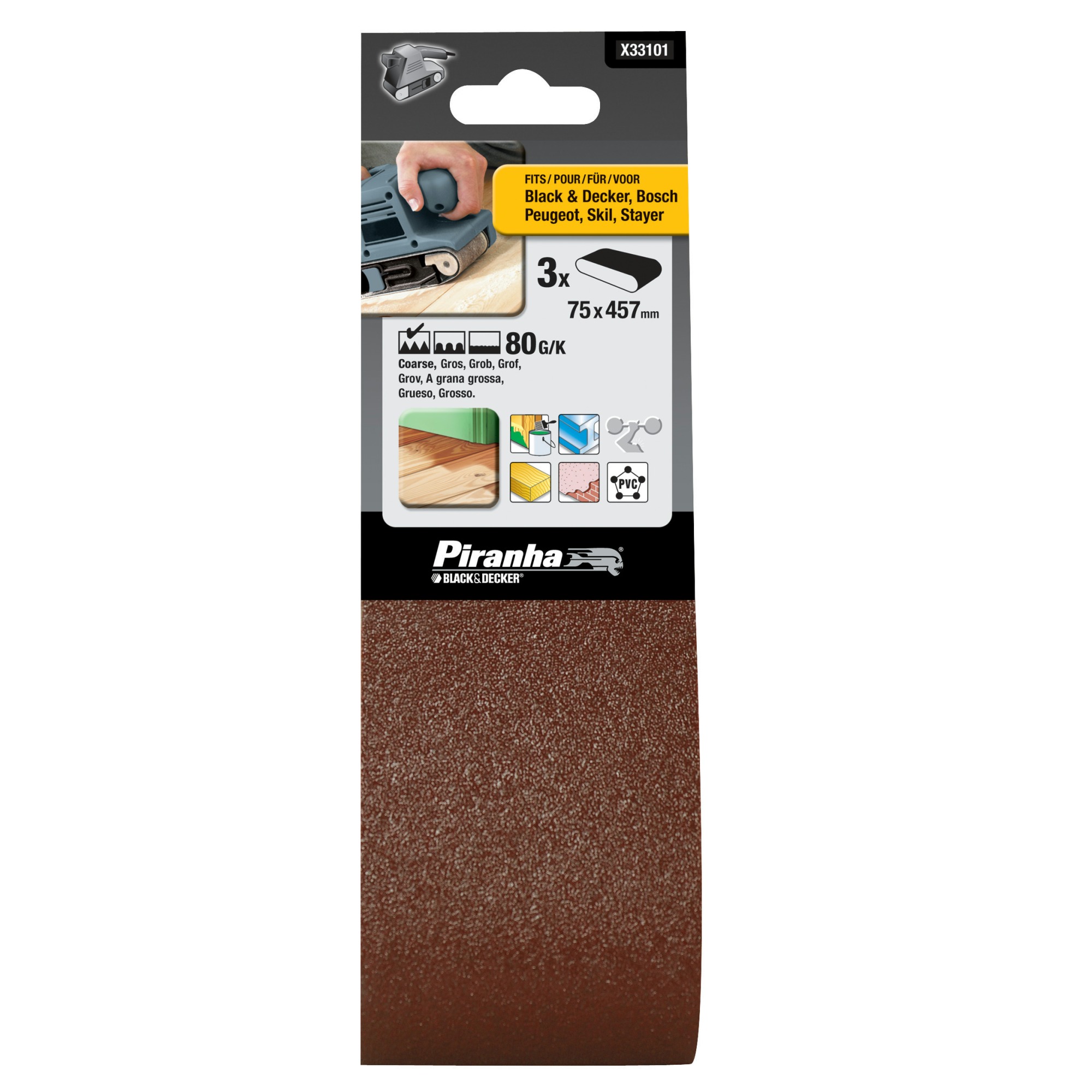 Piranha Schuurband X33101 K80 457X75 Mm 3 Stuks piranha kopen in de aanbieding