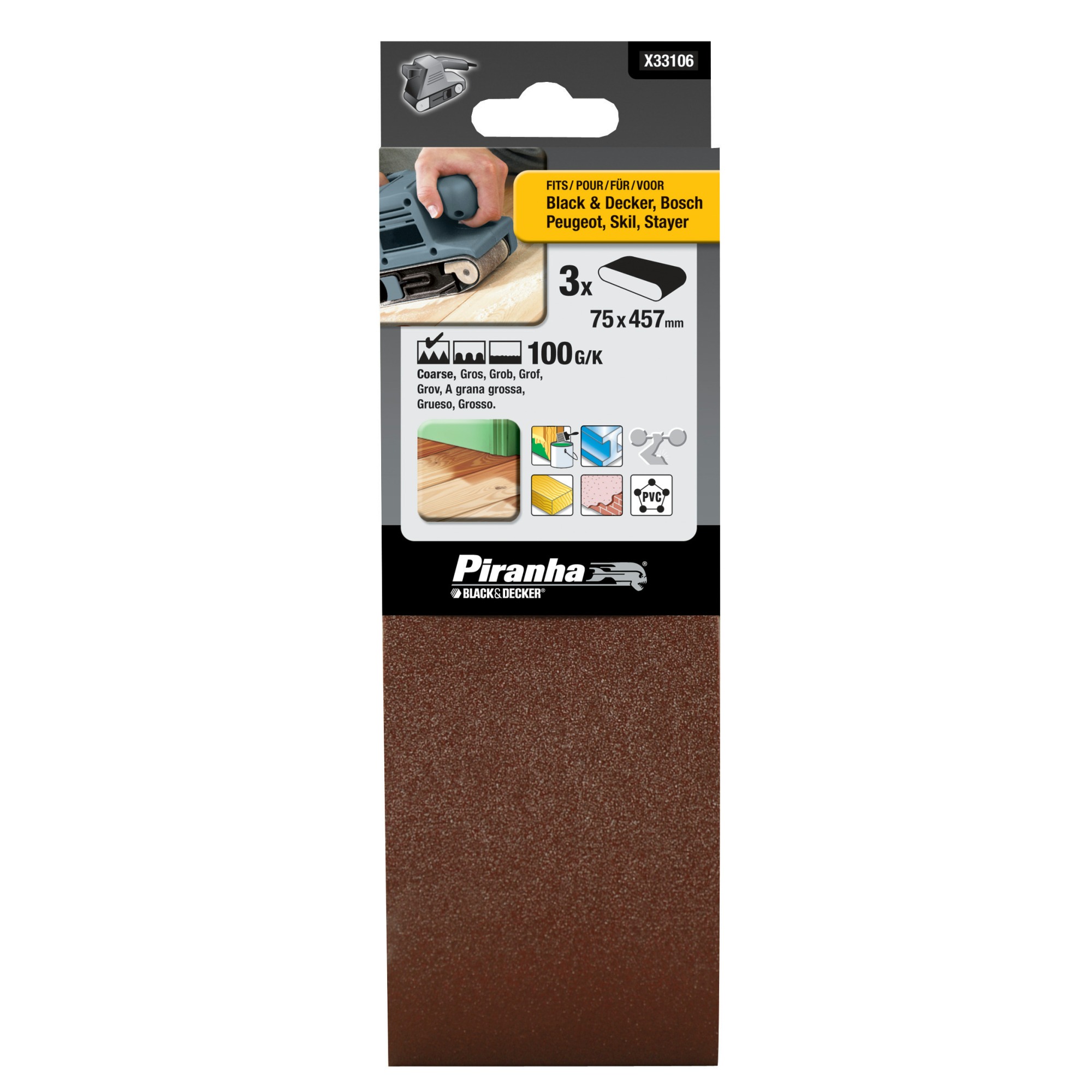 Piranha Schuurband X33106 K100 457X75 Mm 3 Stuks piranha kopen in de aanbieding