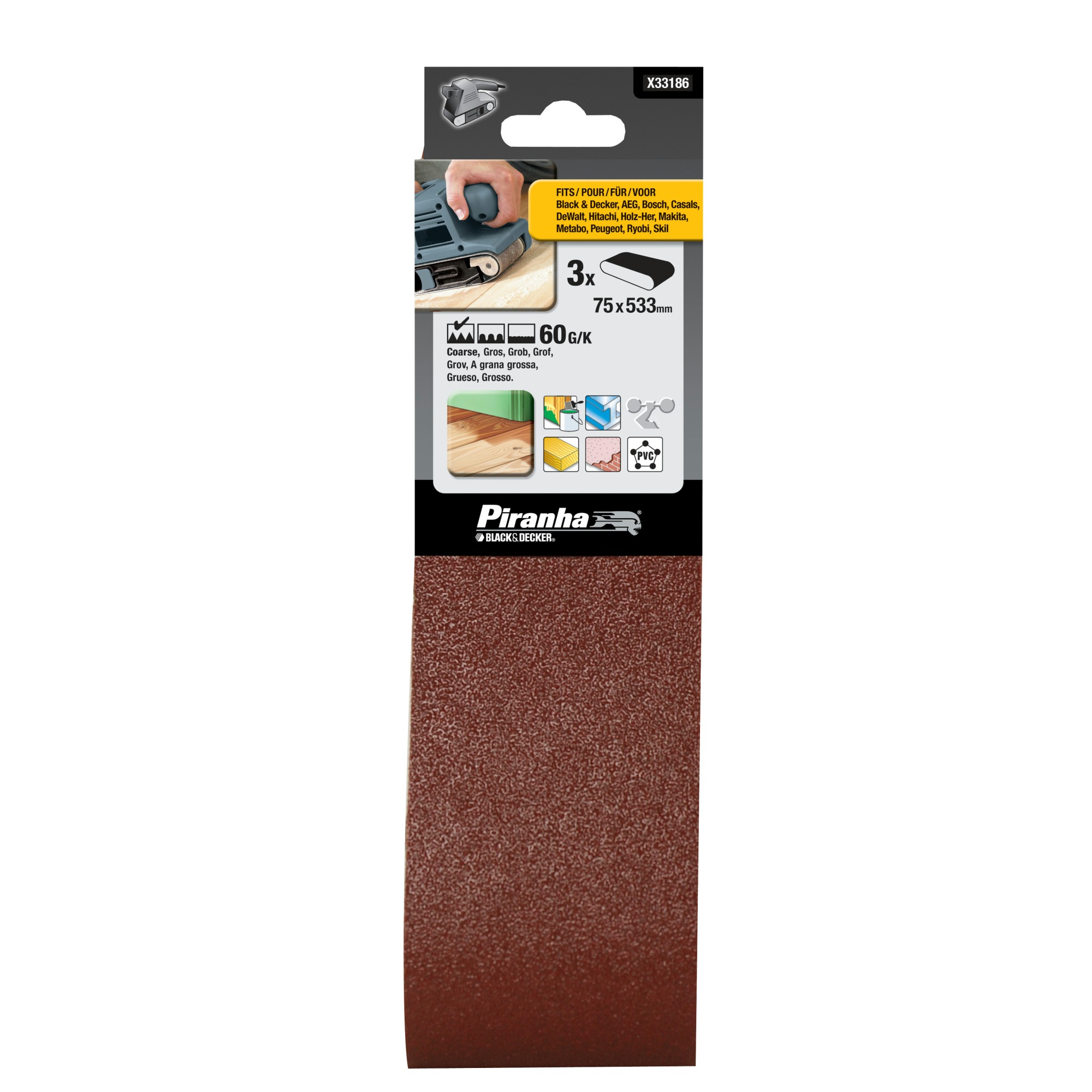 Piranha Schuurband X33186 K60 533X75 Mm 3 Stuks piranha kopen in de aanbieding