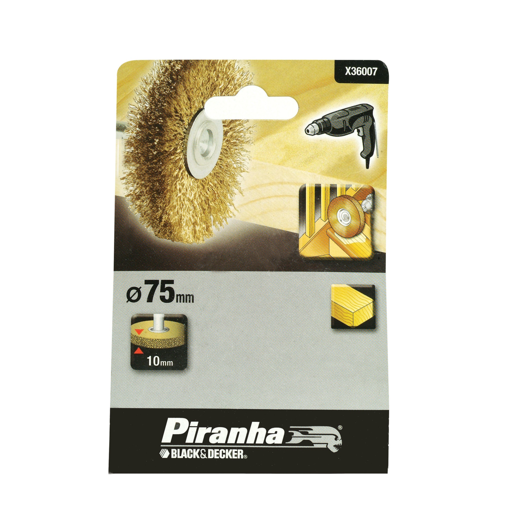 Piranha Staaldraadborstel X36007 Messing 75 Mm Voor Hout piranha kopen in de aanbieding