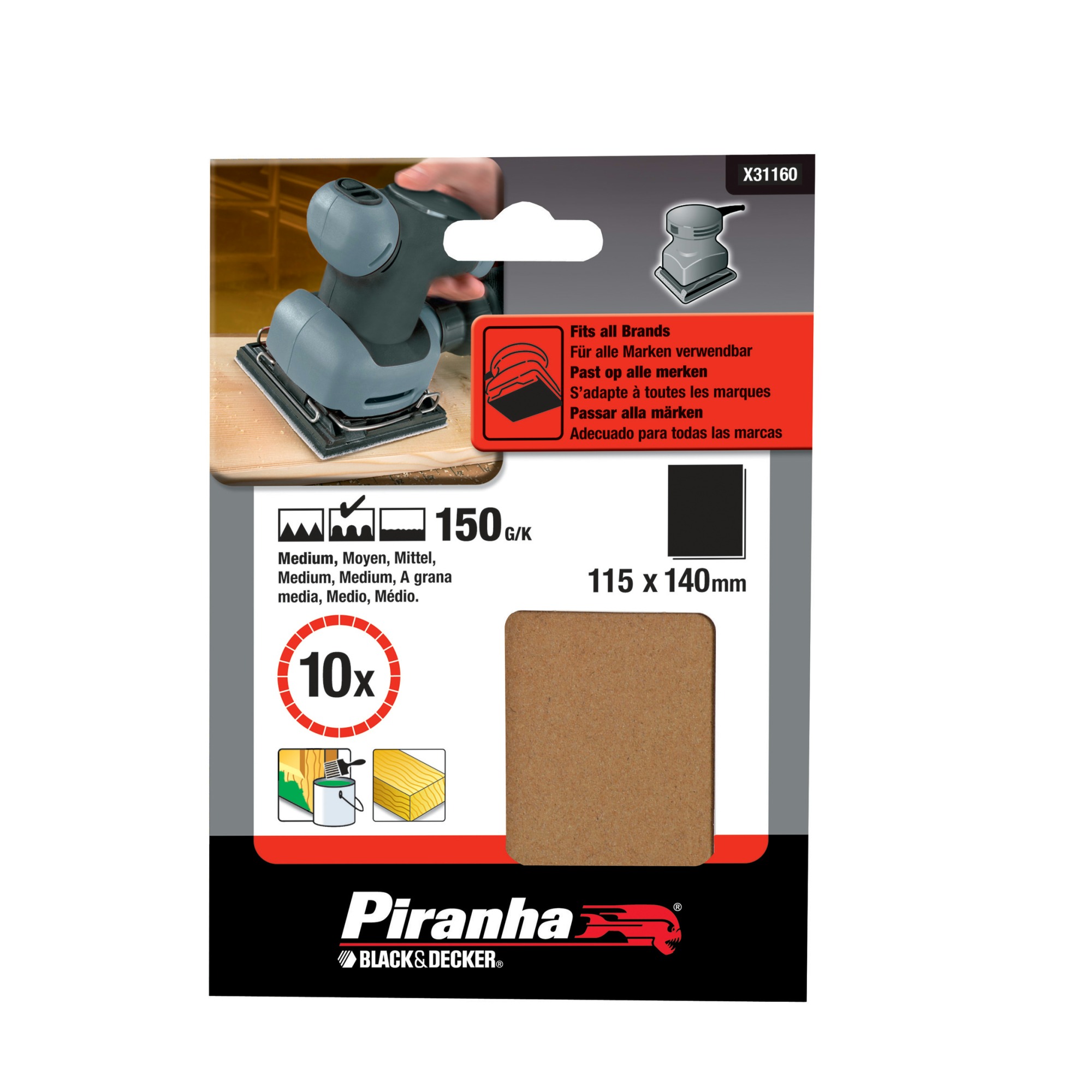 Piranha Schuurpapier X31160 K150 14 Vel 140X115 Mm 10 Stuks piranha kopen in de aanbieding