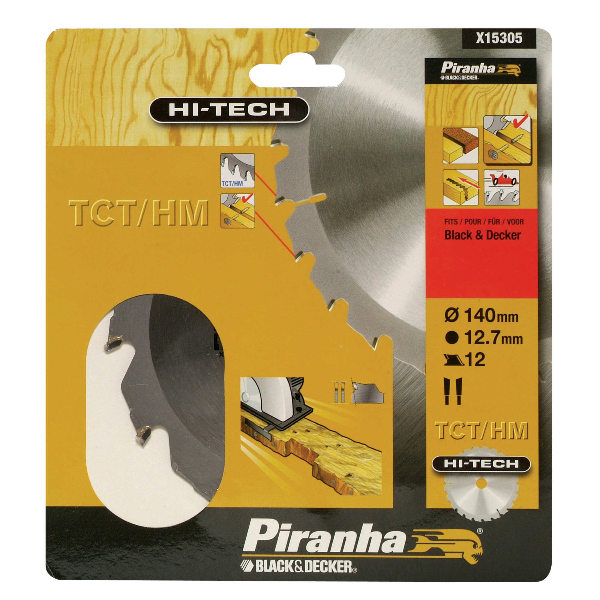 Piranha Hi Tech Cirkelzaagblad X15305 Tcthm 140X127 Mm 12 Tanden piranha kopen in de aanbieding
