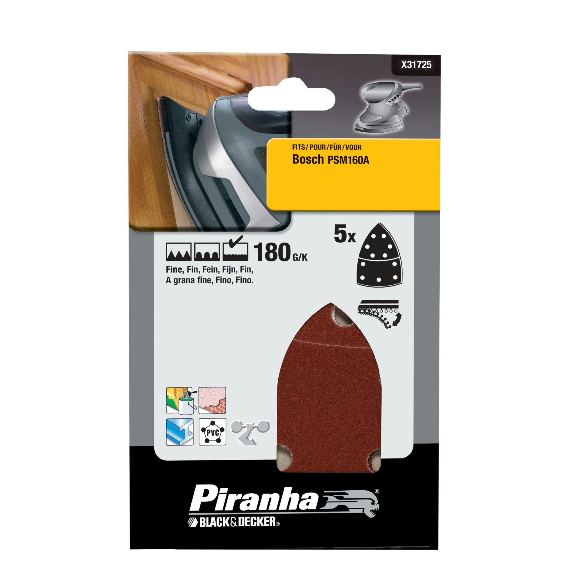 Piranha Schuurpapier X31725 K180 5 Stuks piranha kopen in de aanbieding