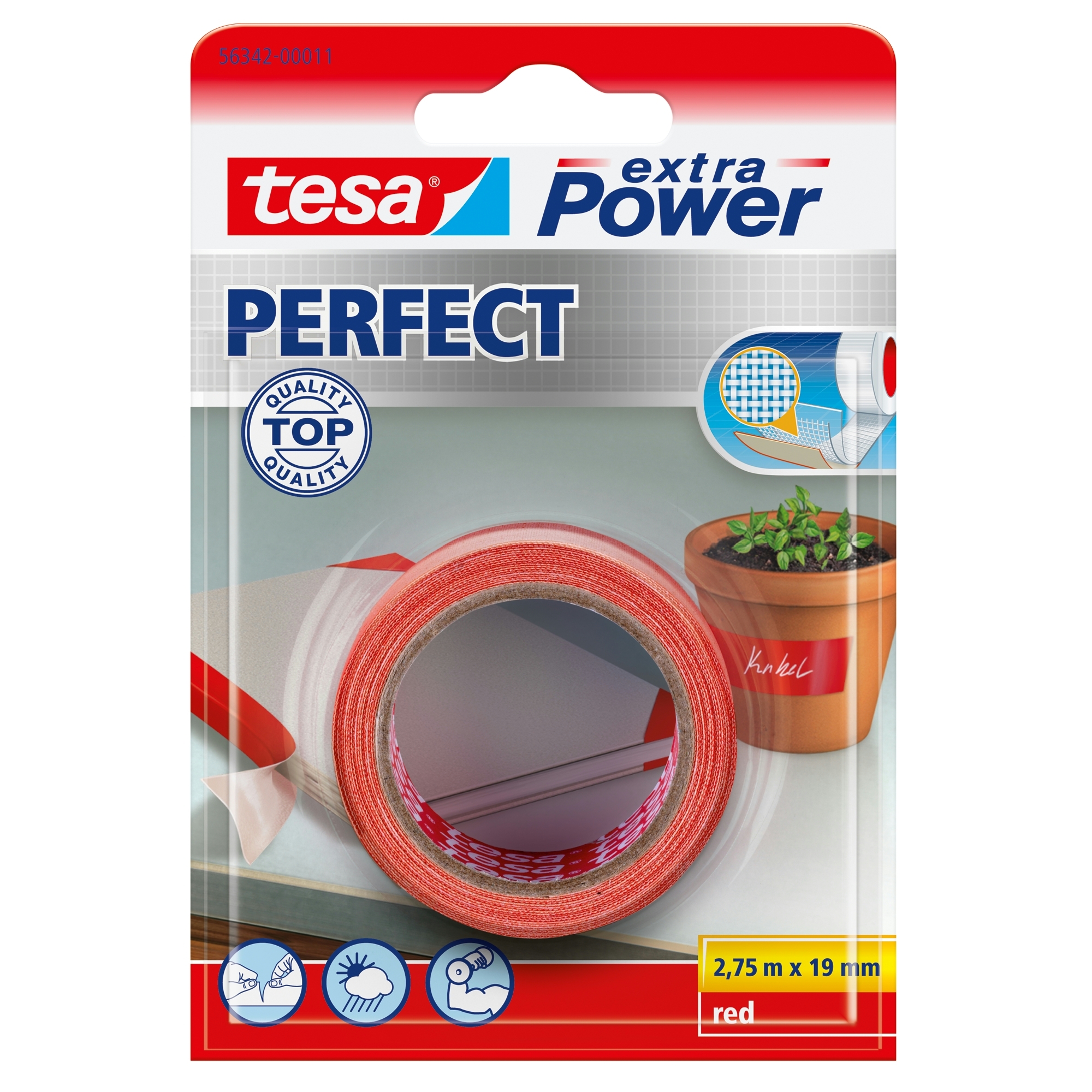 Tesa Extra Power Perfect Textieltape 275Mx19Mm Rood tesa kopen in de aanbieding