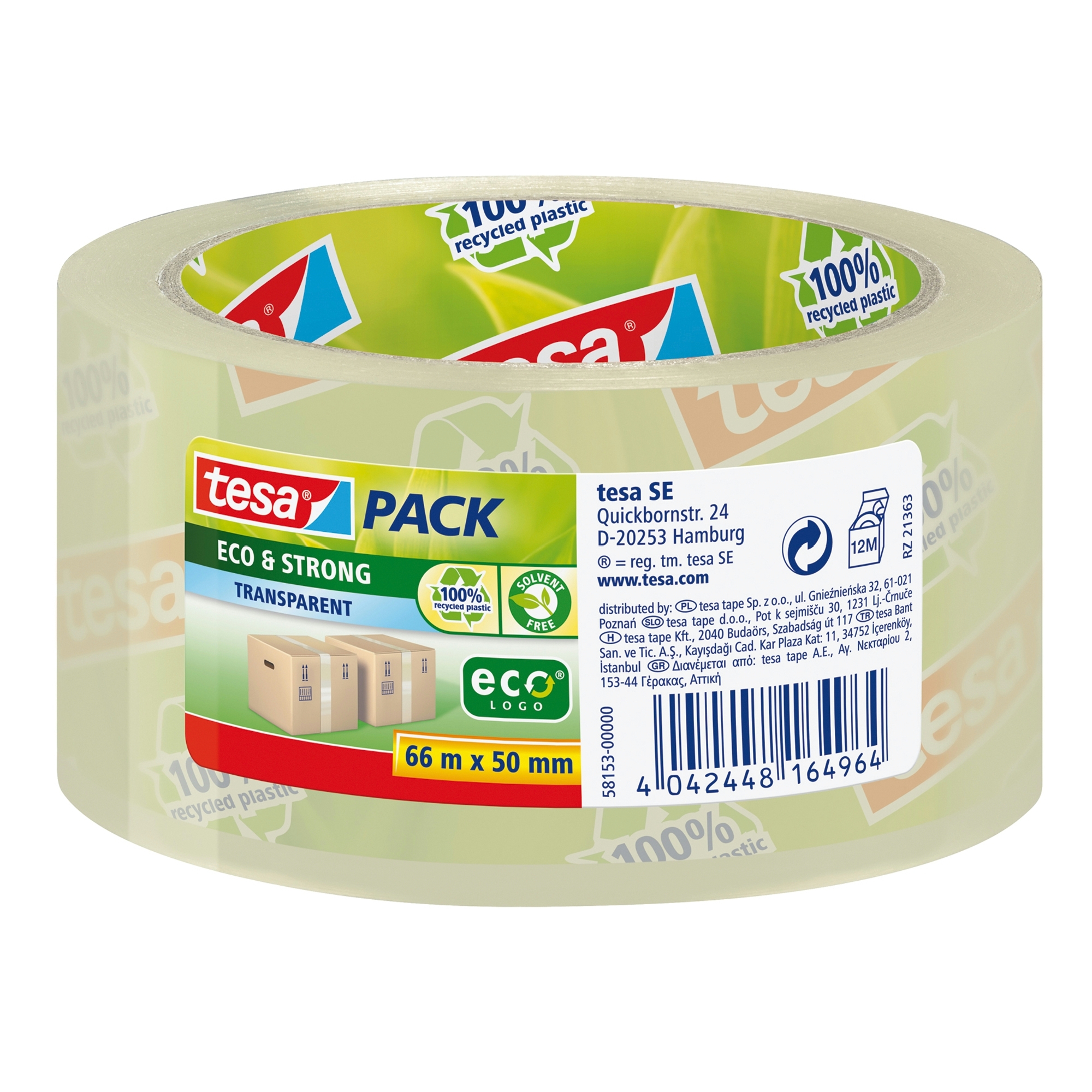 Tesa Eco Verpakkingstape 66Mx50Mm Transparant tesa kopen in de aanbieding
