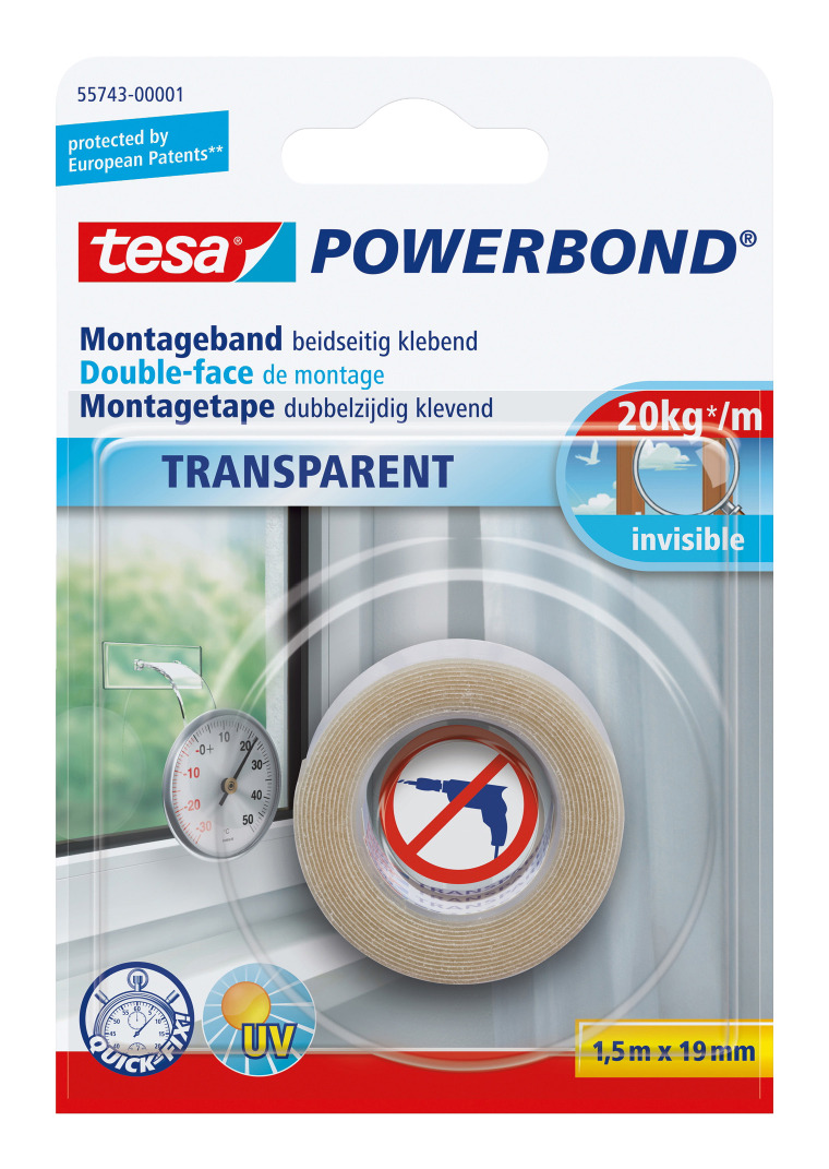 Tesa Powerbond Montagetape 15Mx19Mm Transparant tesa kopen in de aanbieding