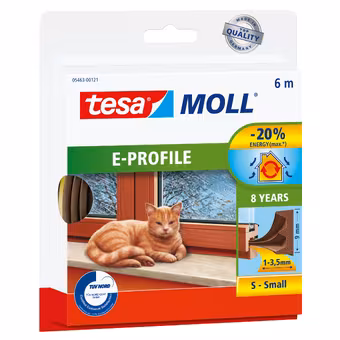 Tesa Tochtband E-profiel zelfklevend bruin 6m