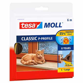 Tesa Tochtband P-profiel zelfklevend bruin 6m