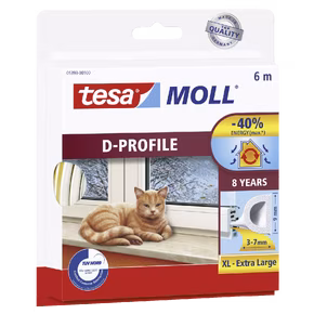 Tesa Tochtband D-profiel zelfklevend wit 6m