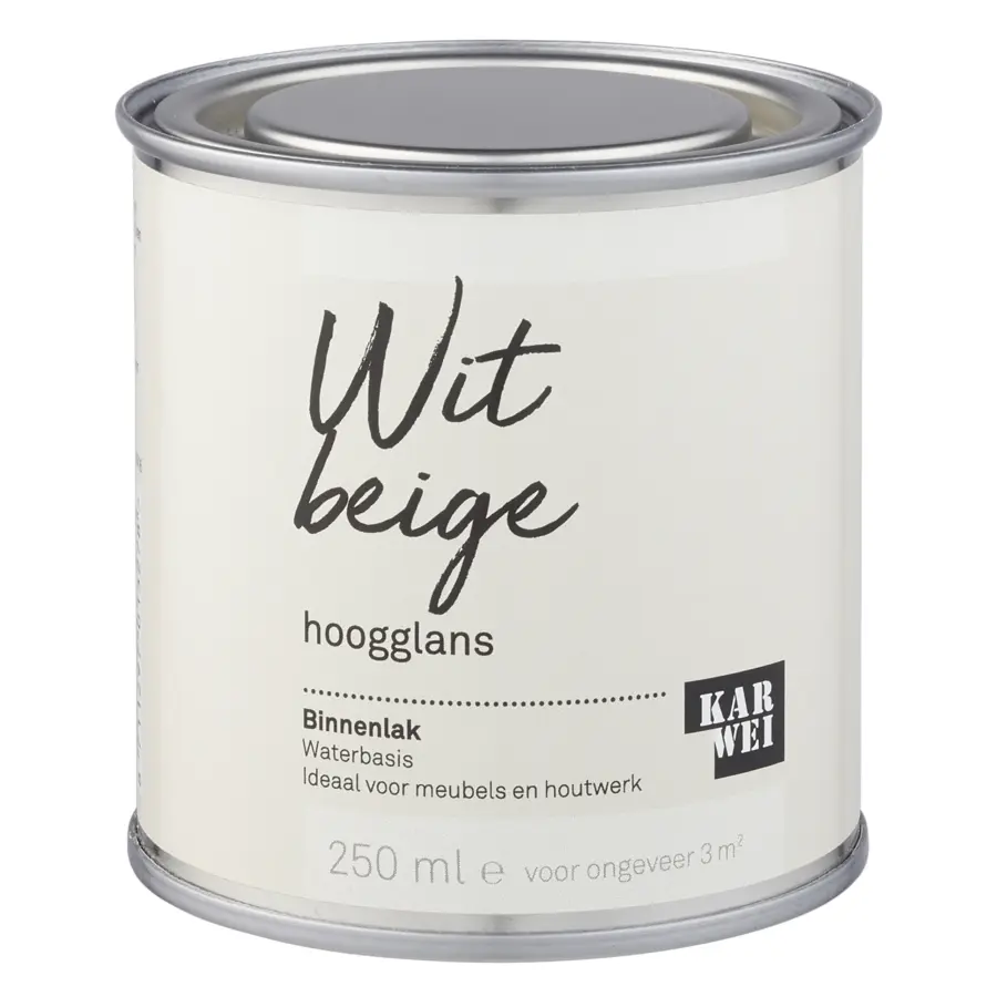 Karwei binnenlak hoogglans wit beige 250 ml