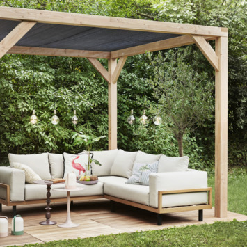 Compliment Doelwit begaan Pergola Silvano Douglas met schaduwdoek 324x324 cm kopen? tuinhuizen |  Karwei