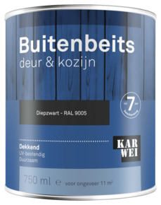 KARWEI buitenbeits deur & kozijn dekkend RAL 9005 diepzwart 750 ml